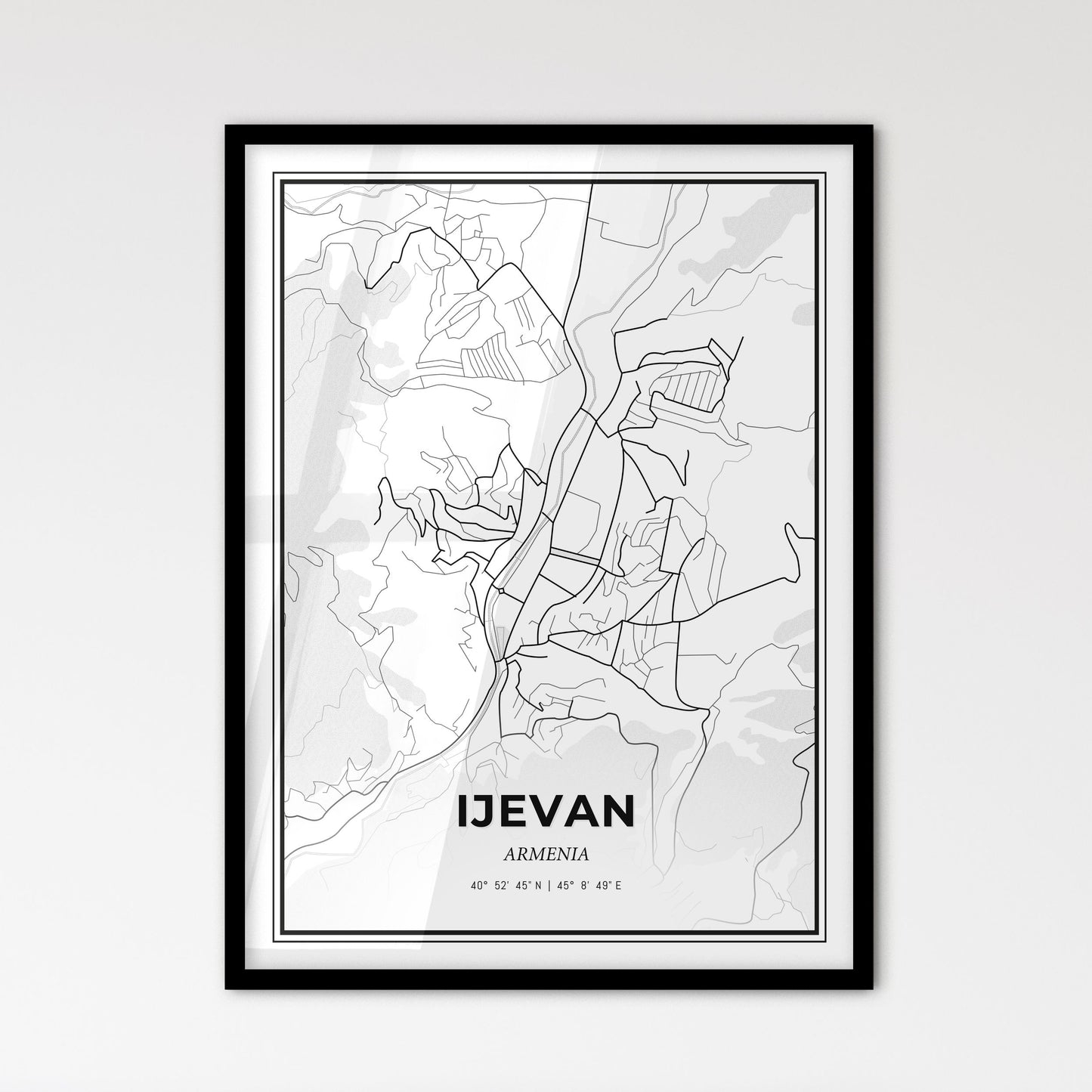 Ijevan Armenia - Scandinavian Style City Map for Modern Home Decor