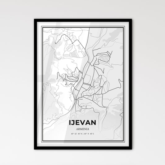 Ijevan Armenia - Scandinavian Style City Map for Modern Home Decor