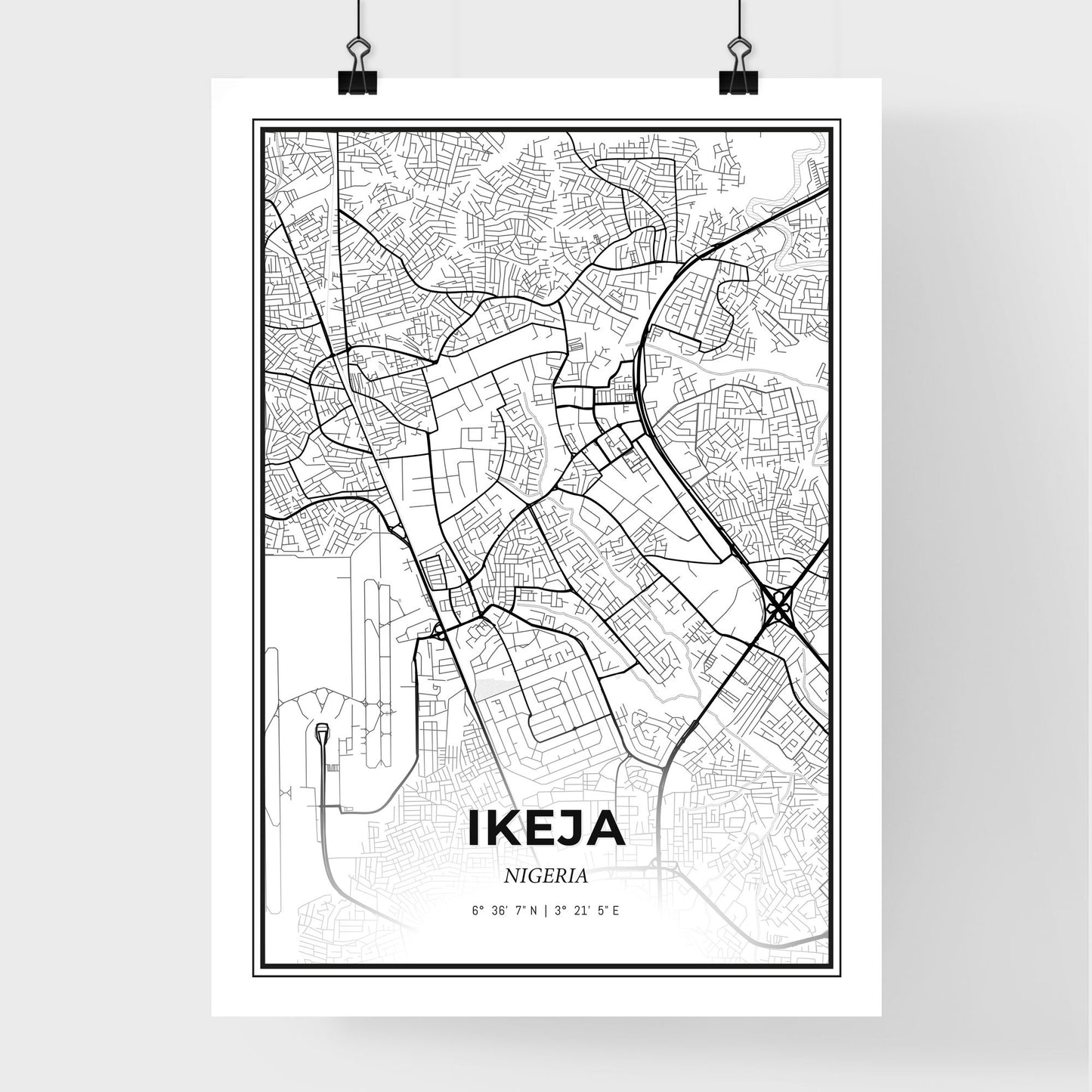 Ikeja Nigeria - Premium City Map Poster