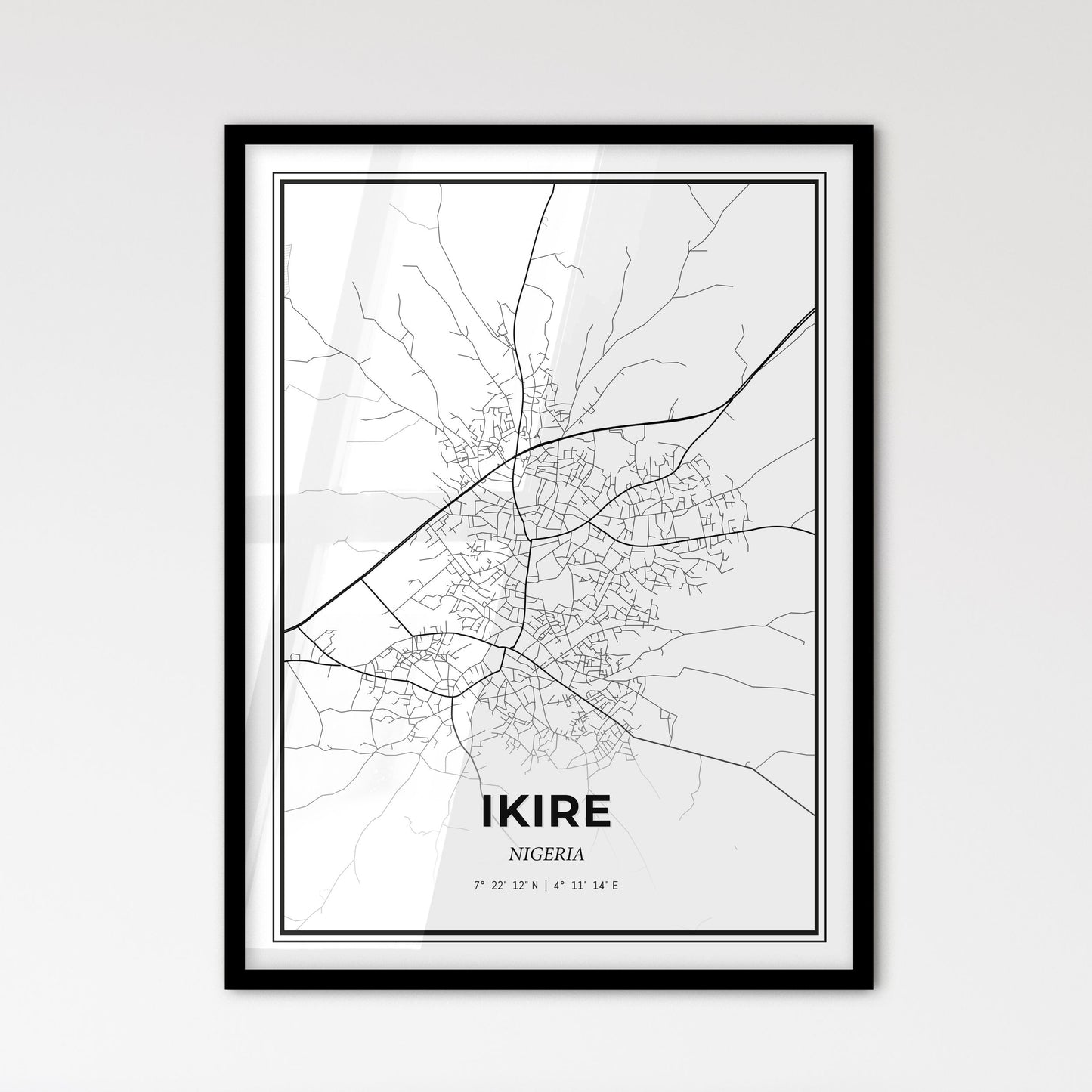 Ikire Nigeria - Scandinavian Style City Map for Modern Home Decor