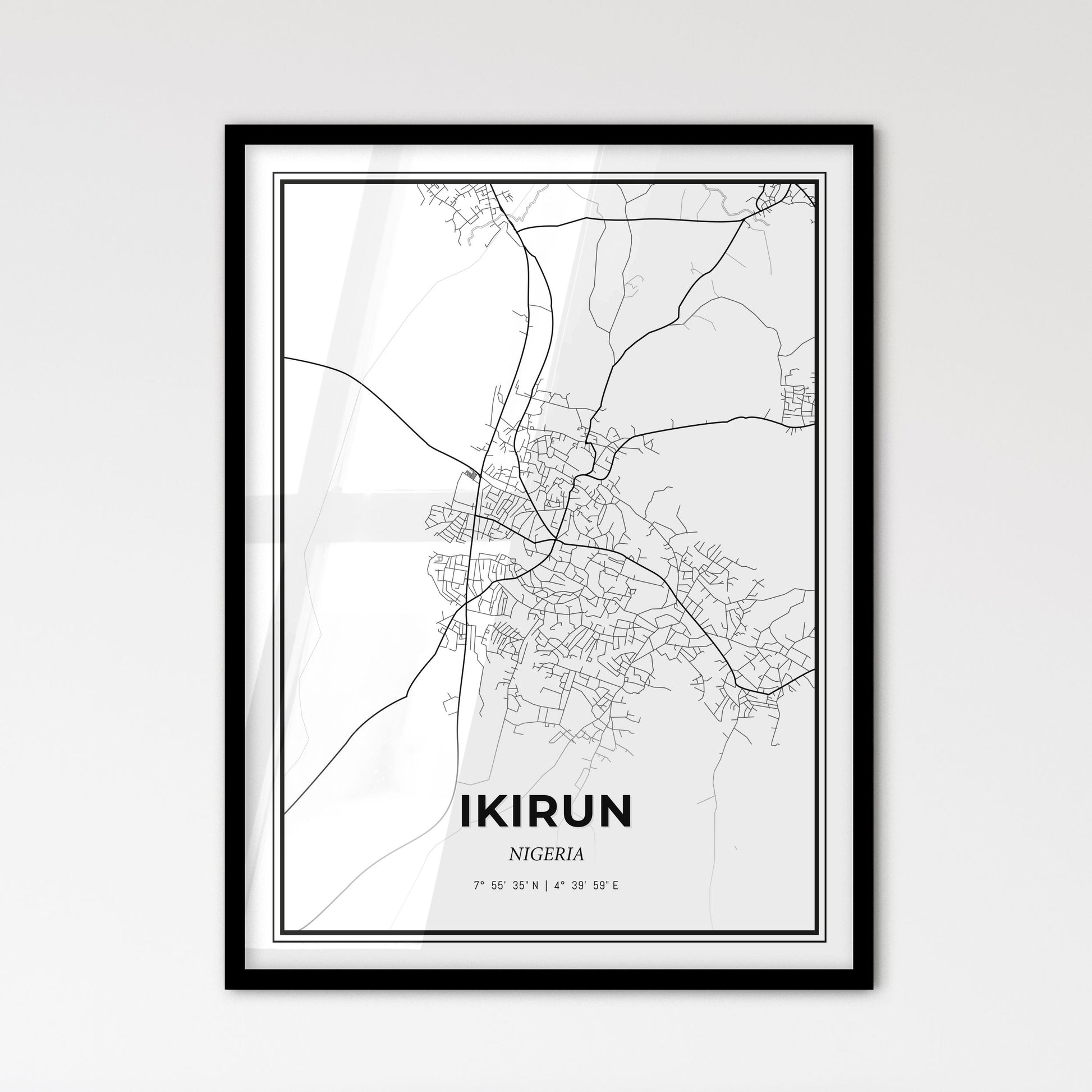 Ikirun Nigeria - Scandinavian Style City Map for Modern Home Decor