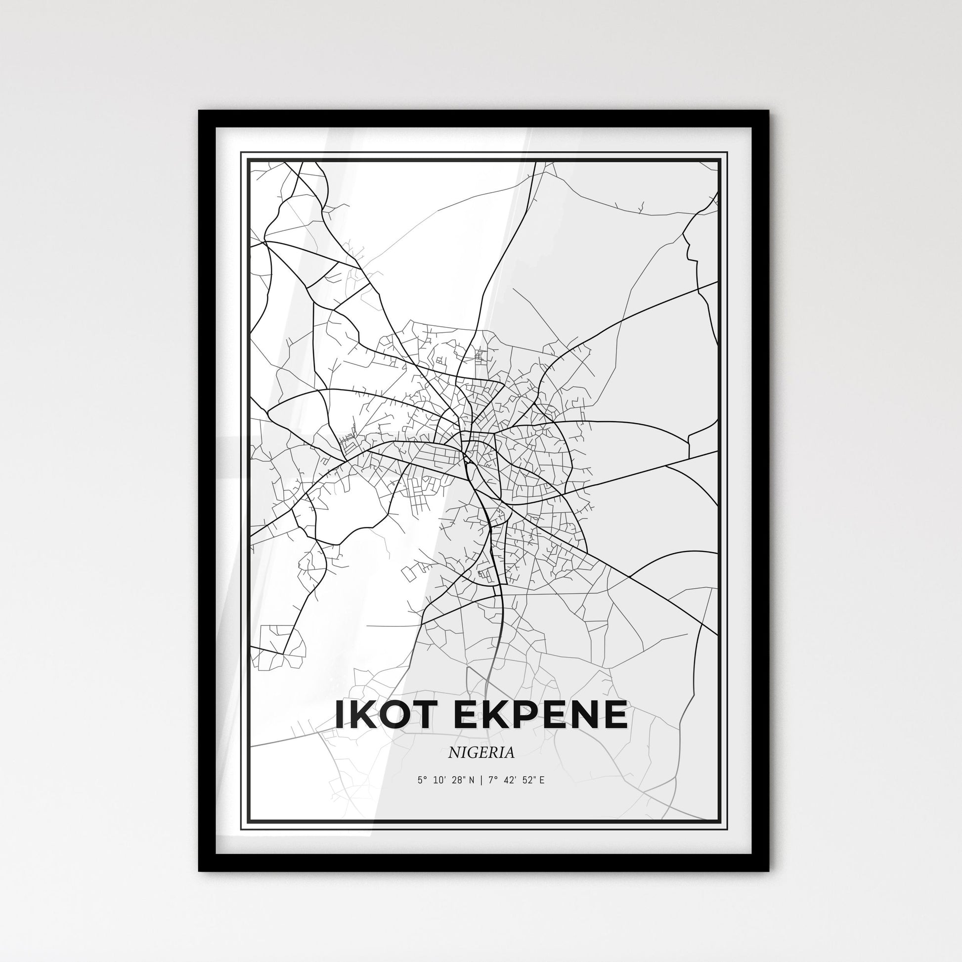 Ikot Ekpene Nigeria - Scandinavian Style City Map for Modern Home Decor