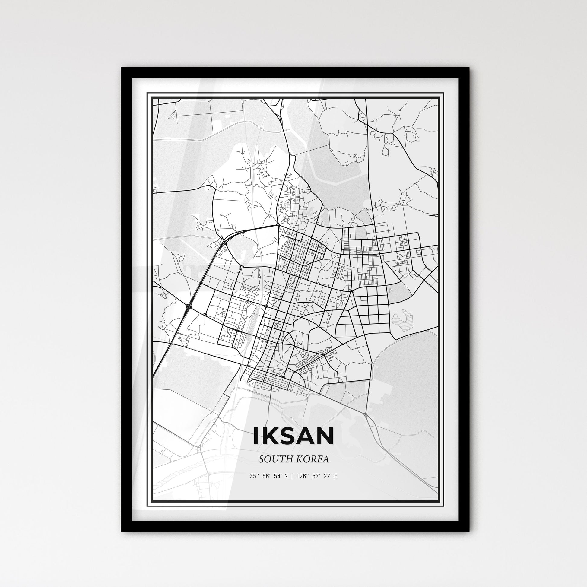 Iksan South Korea - Scandinavian Style City Map for Modern Home Decor