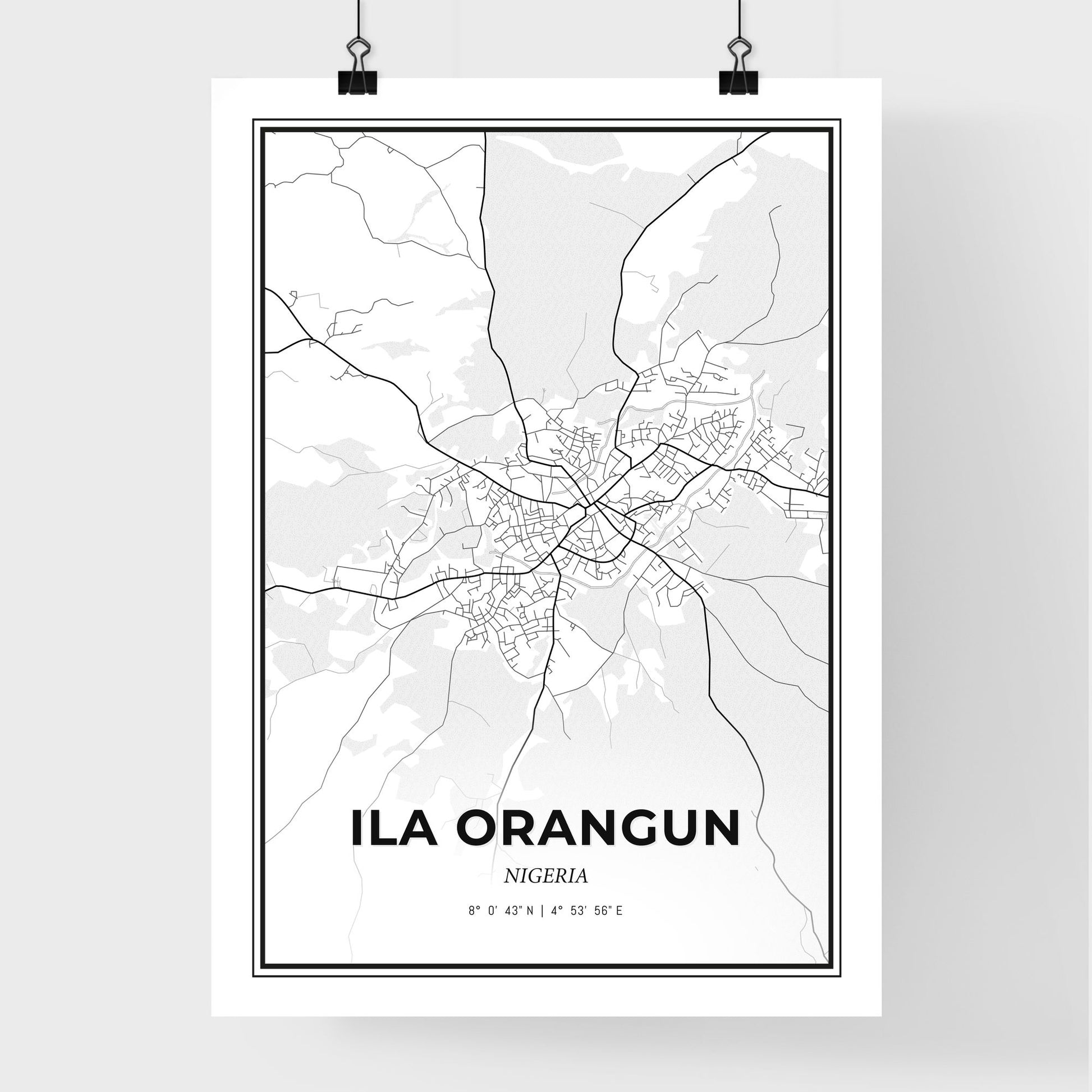 Ila Orangun Nigeria - Premium City Map Poster