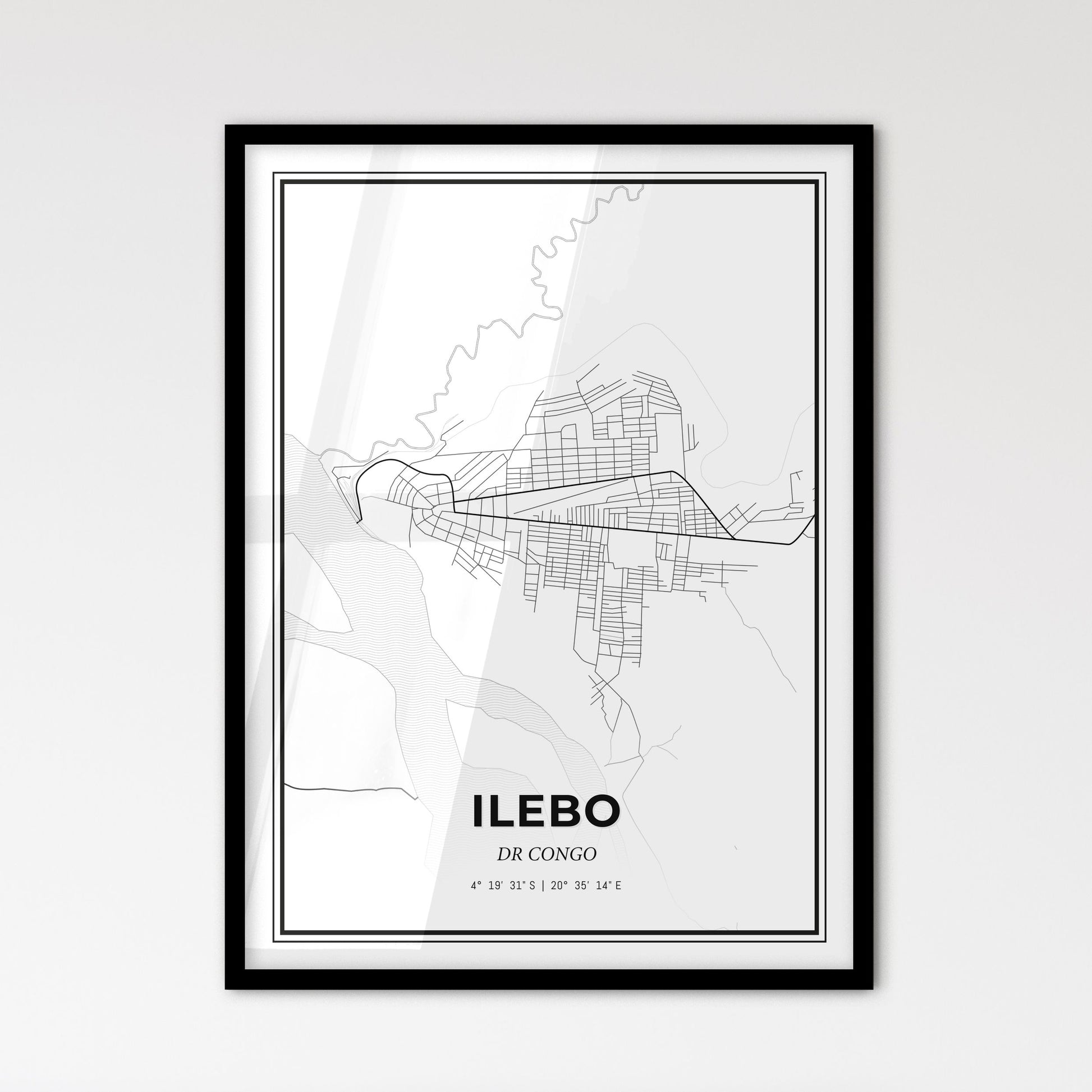 Ilebo DR Congo - Scandinavian Style City Map for Modern Home Decor