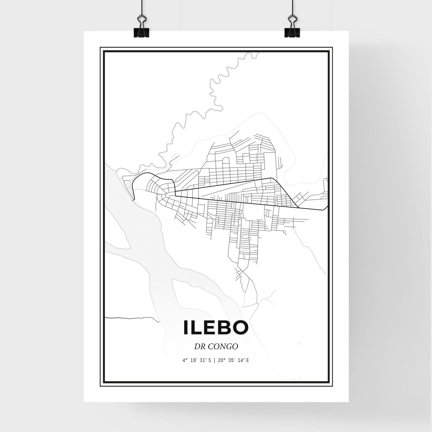 Ilebo DR Congo - Premium City Map Poster