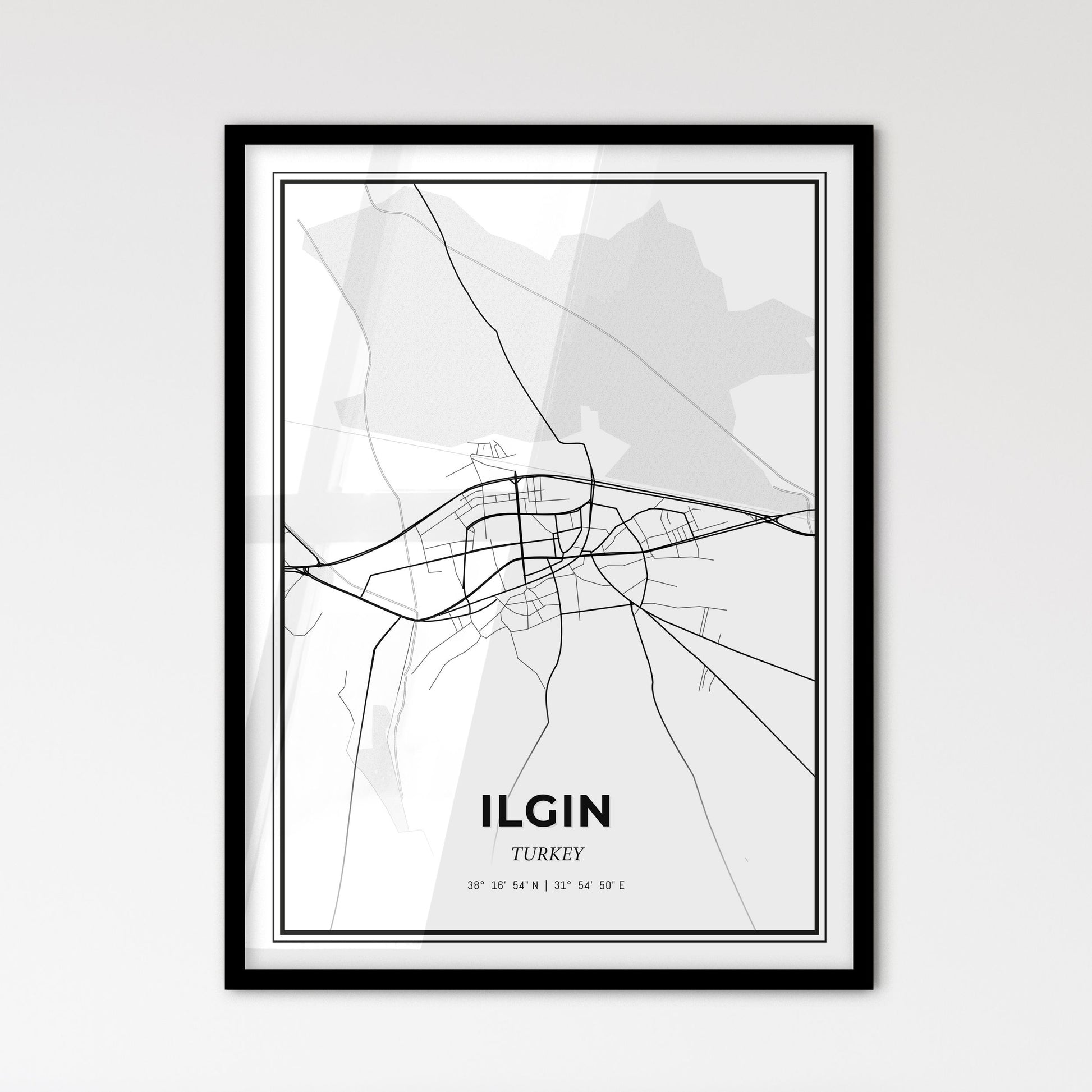 Ilgın Turkey - Scandinavian Style City Map for Modern Home Decor