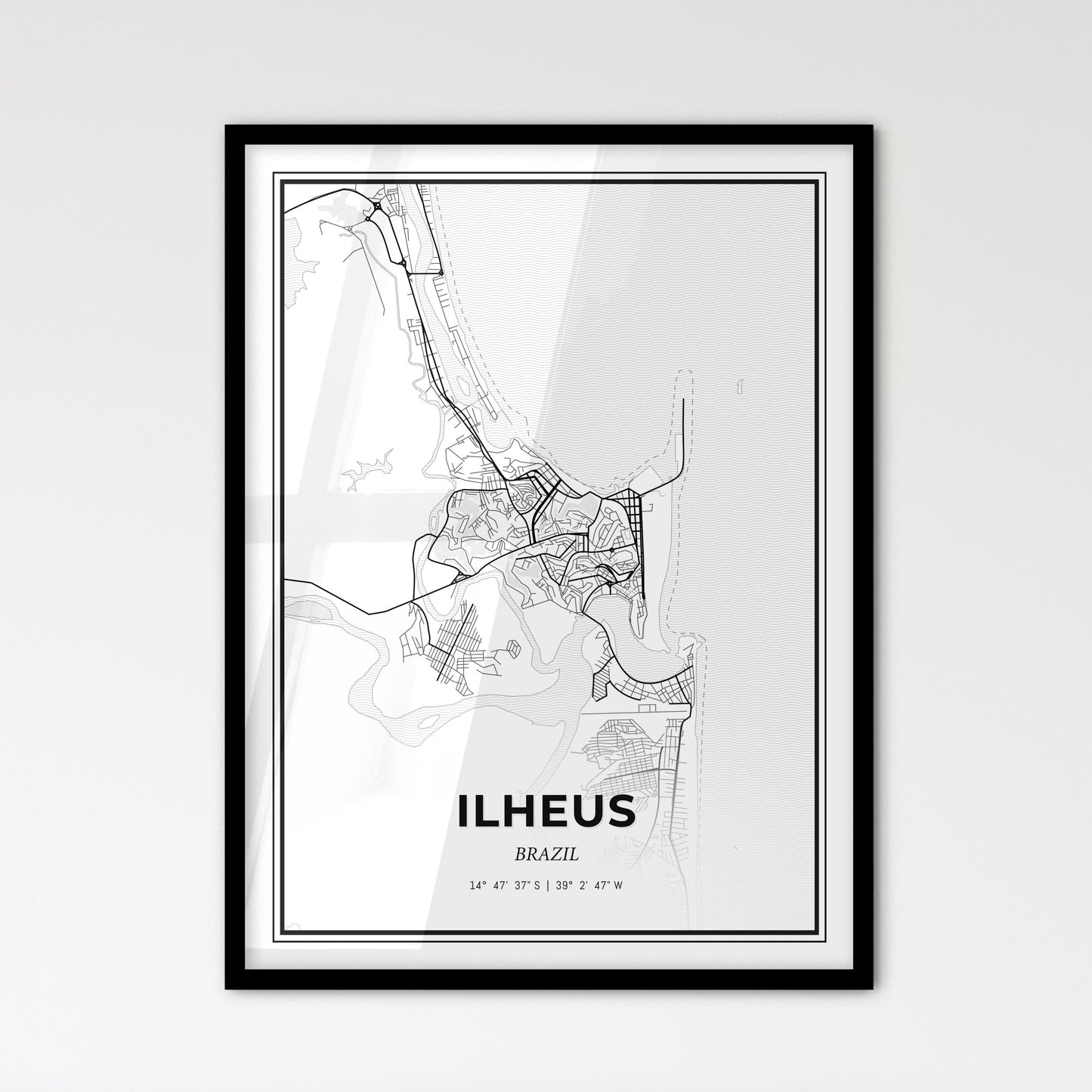 Ilheus Brazil - Scandinavian Style City Map for Modern Home Decor