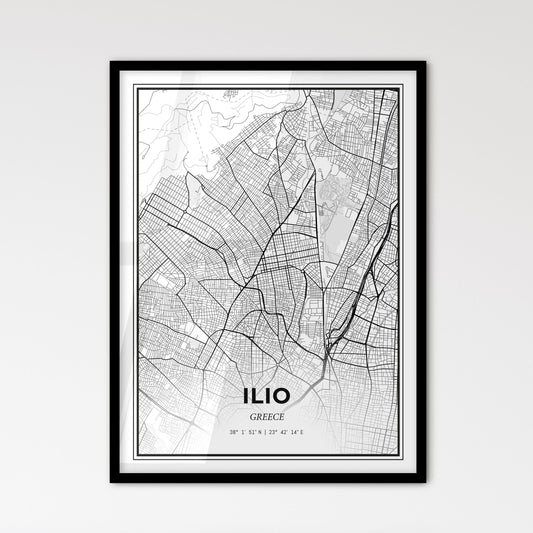 Ilio Greece - Scandinavian Style City Map for Modern Home Decor