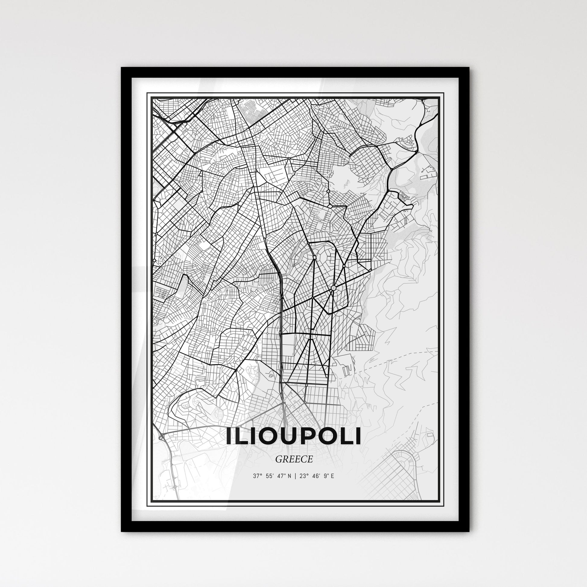 Ilioupoli Greece - Scandinavian Style City Map for Modern Home Decor