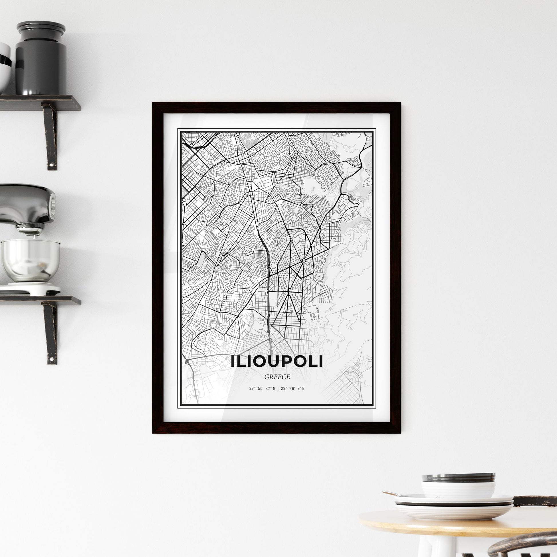 Ilioupoli Greece - Minimal City Map