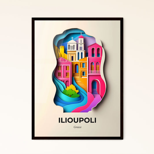 Vivid Ilioupoli, Greece - a paper cut of a city with a river