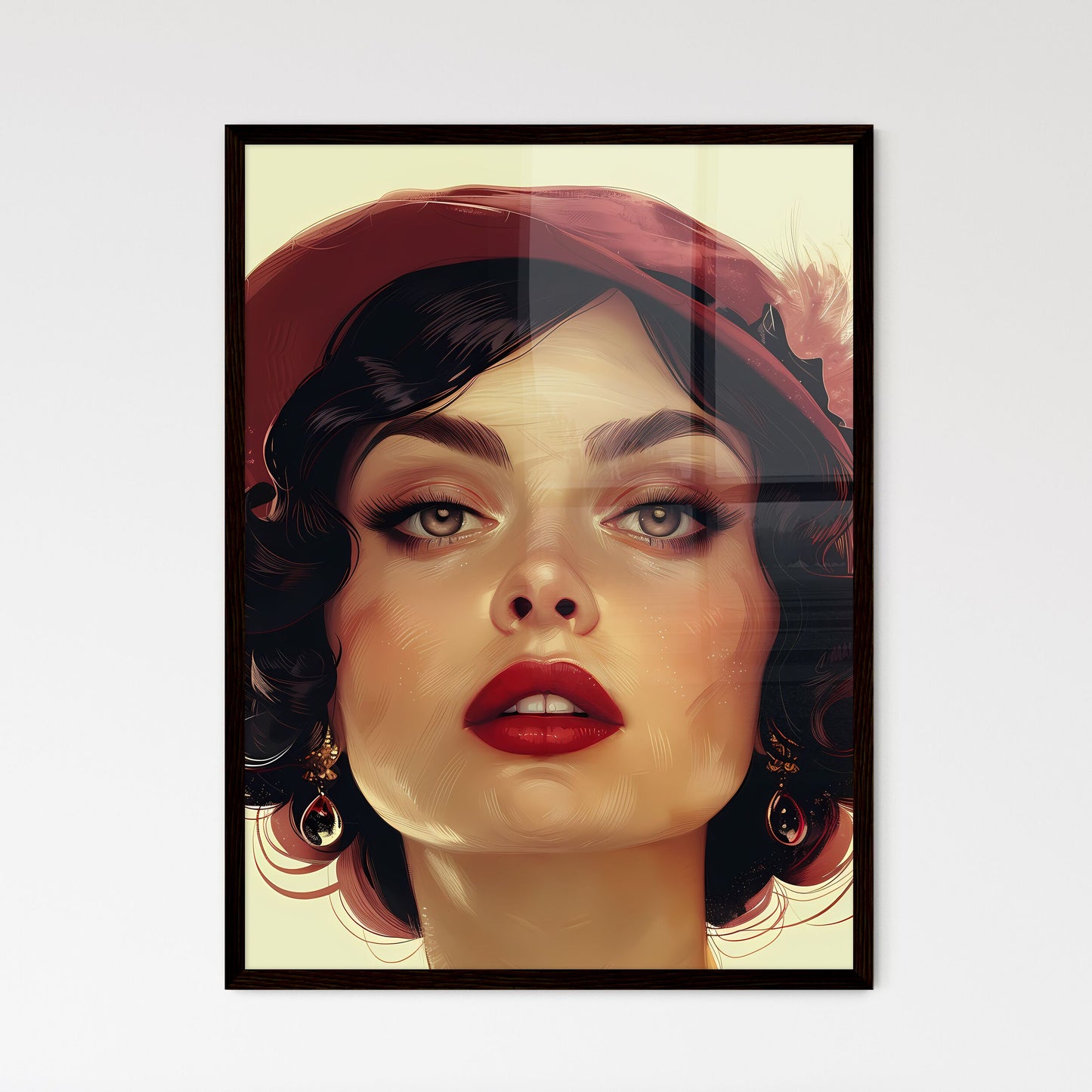 Vibrant 1930s Starlet Portrait - Framed Art Print