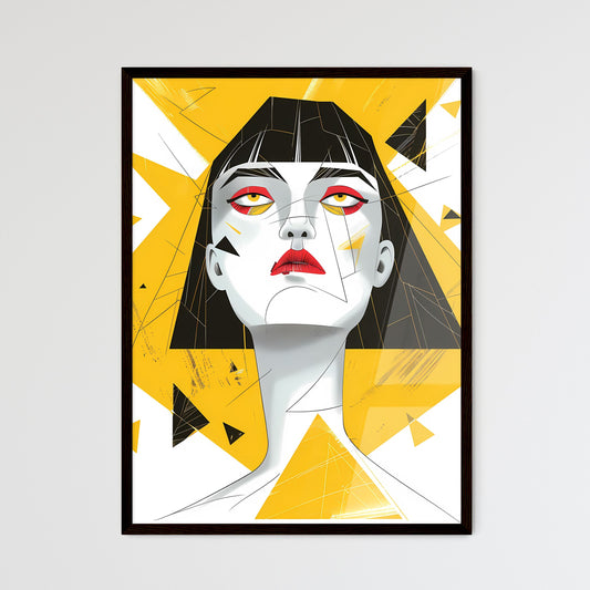 Playful Cartoon Illustration: Grotesque Woman with Yellow Triangles, Expressive Character, Bold Linework, Vibrant Art Default Title