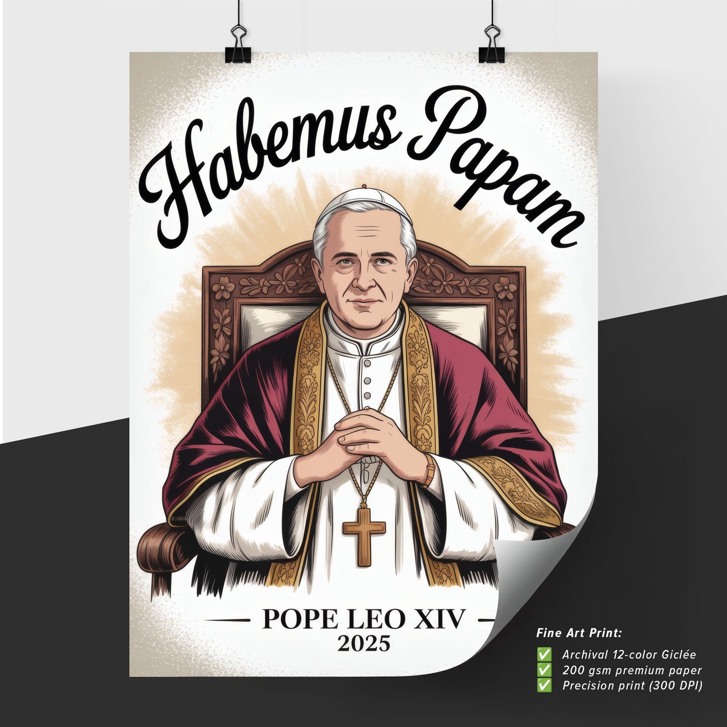 Illustration of Pope Leo XIV, 2025: Celebrating the Announcement of the Papacy - Habemus Papam.