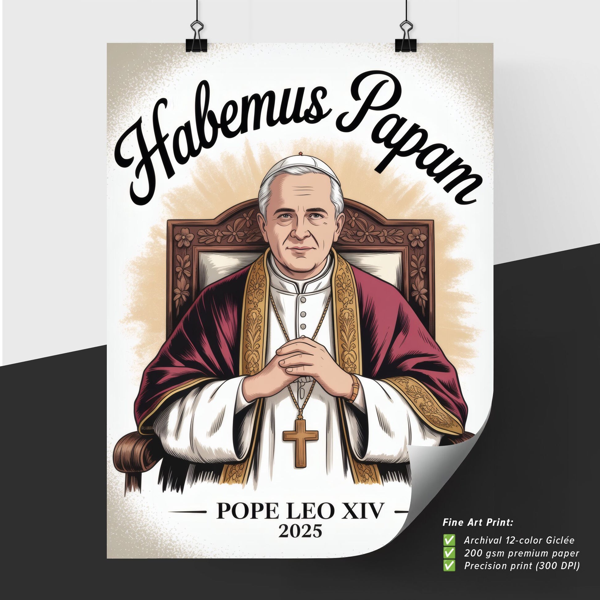 Illustration of Pope Leo XIV, 2025: Celebrating the Announcement of the Papacy - Habemus Papam.