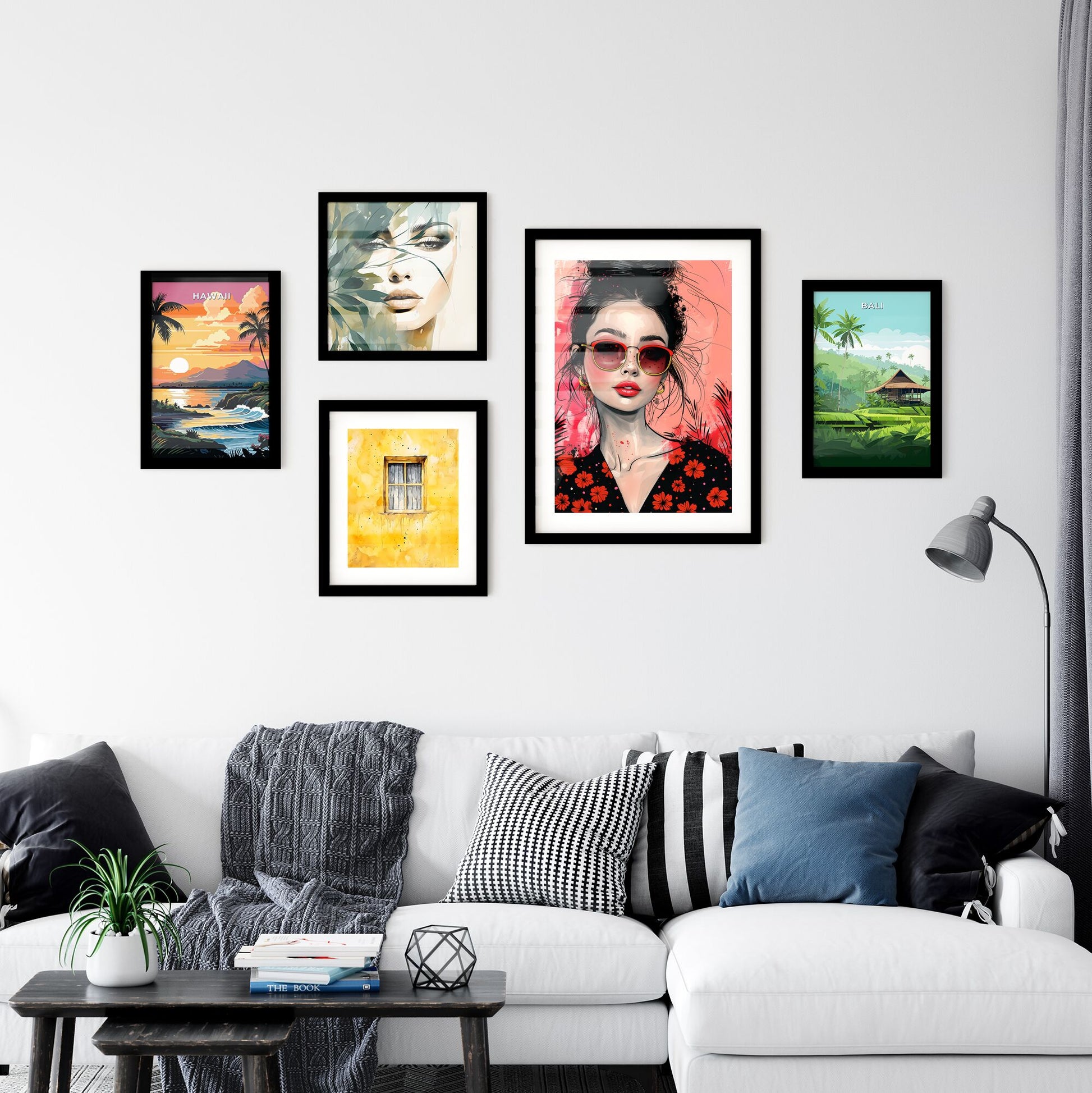 Abstract, Quirky, Modern Painting, Black Shirt Woman, Sunglasses, Trendy, Vibrant Art Default Title