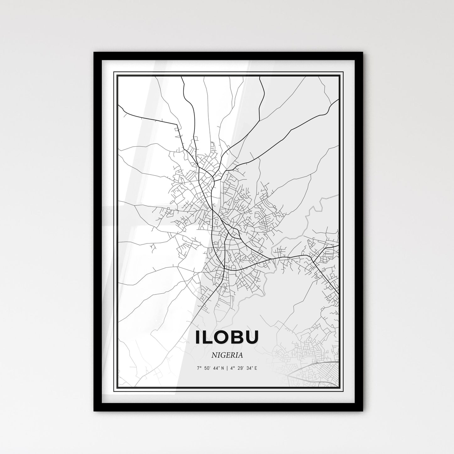 Ilobu Nigeria - Scandinavian Style City Map for Modern Home Decor