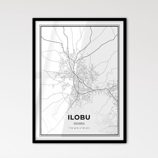 Ilobu Nigeria - Scandinavian Style City Map for Modern Home Decor