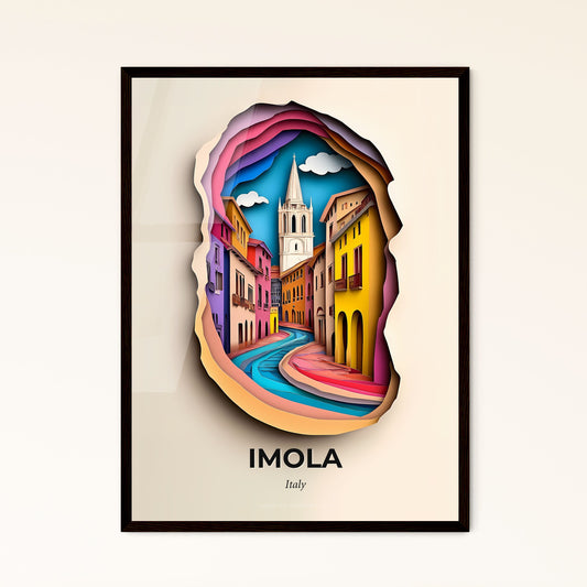 Vivid Imola, Italy - a paper cut of a city with a church steeple