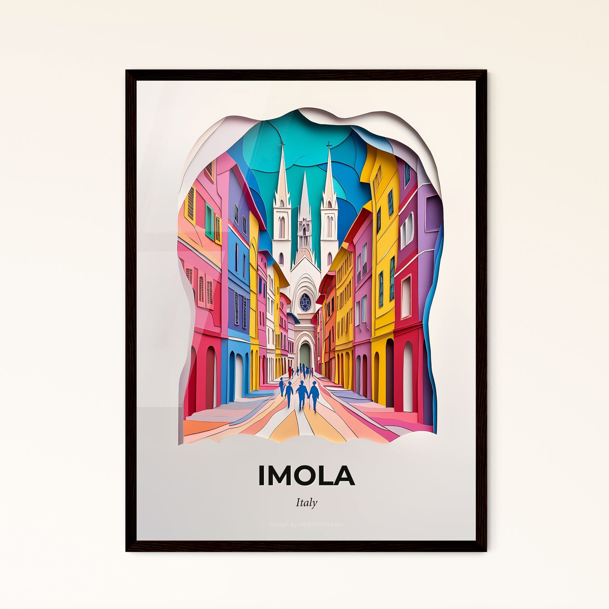 Vivid Imola, Italy - a paper cut of a city street with a church