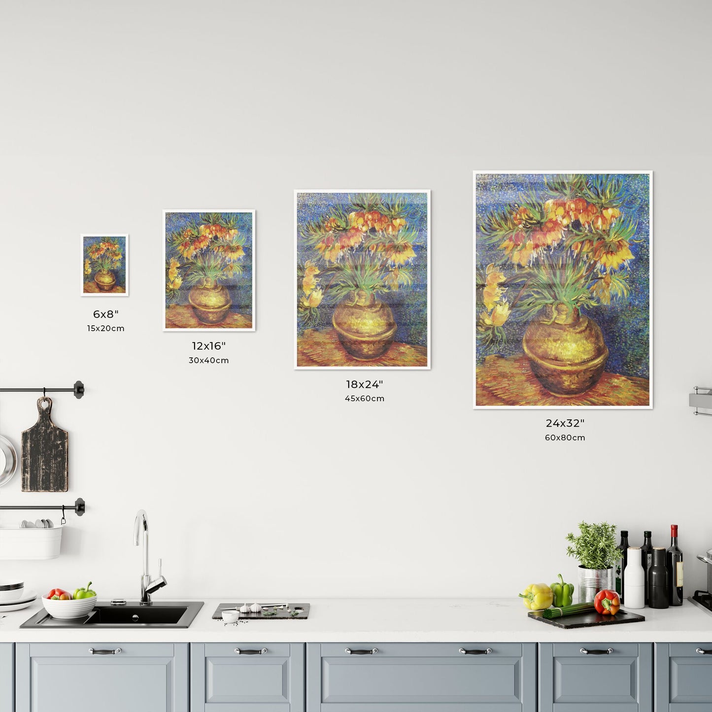 Imperial Fritillaries in a Copper Vase – Vincent van Gogh Size Chart
