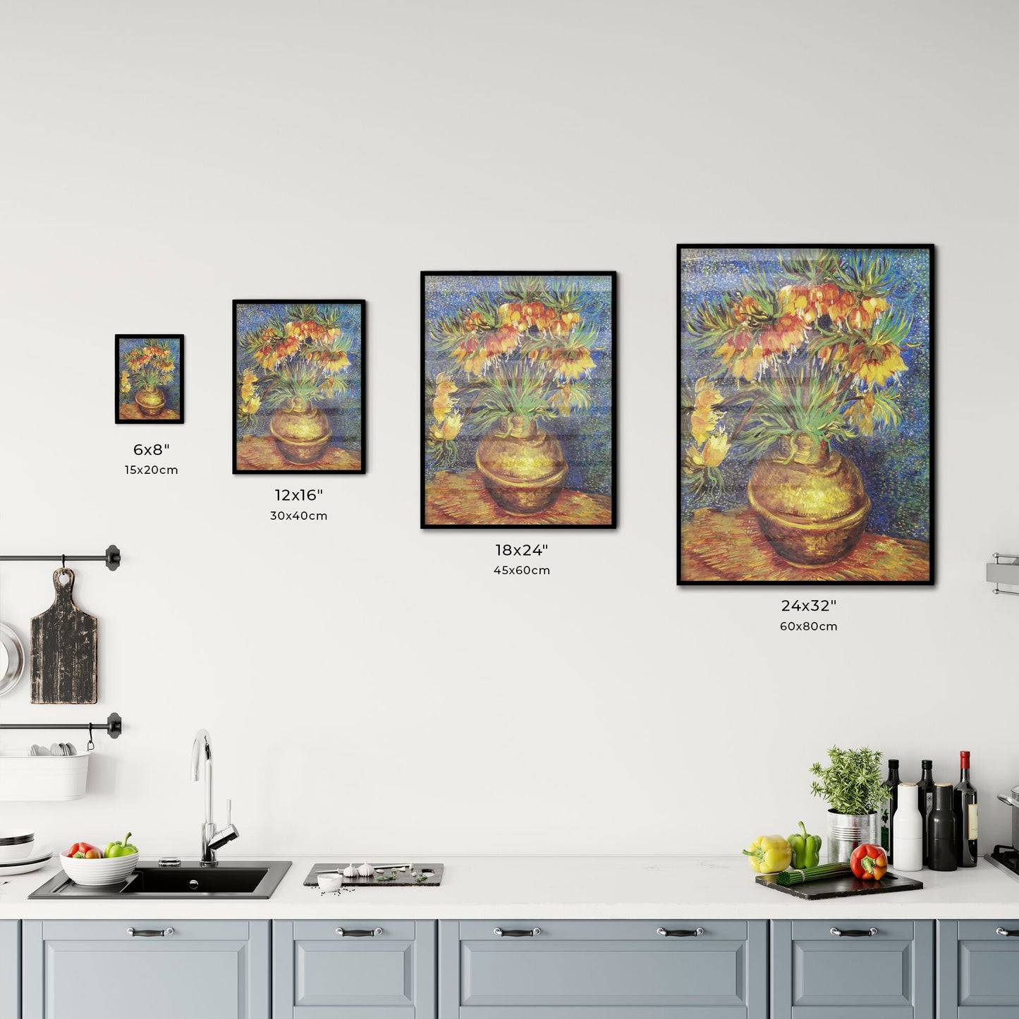 Imperial Fritillaries in a Copper Vase – Vincent van Gogh Size Chart