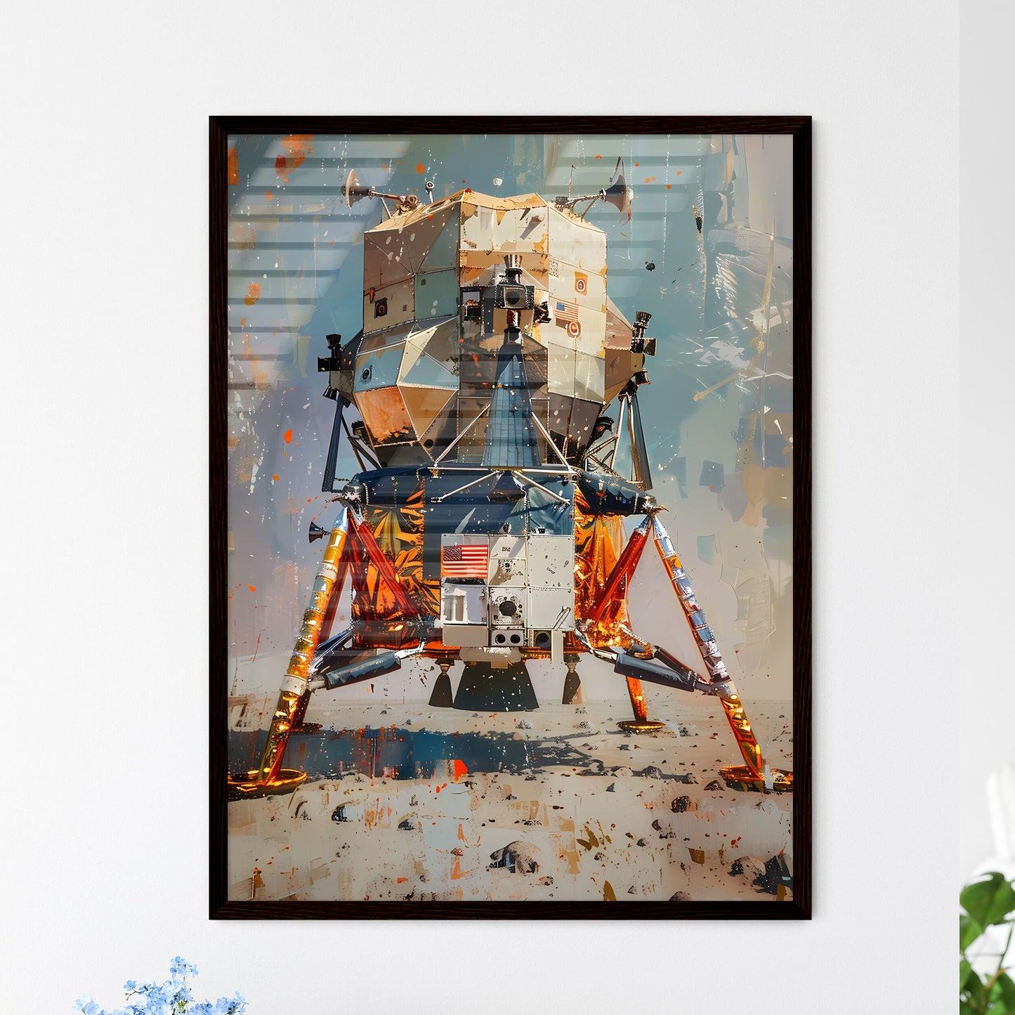 Impressionist Painting of Apollo Lunar Module Liftoff at Dawn on the Moon in 1969 Default Title