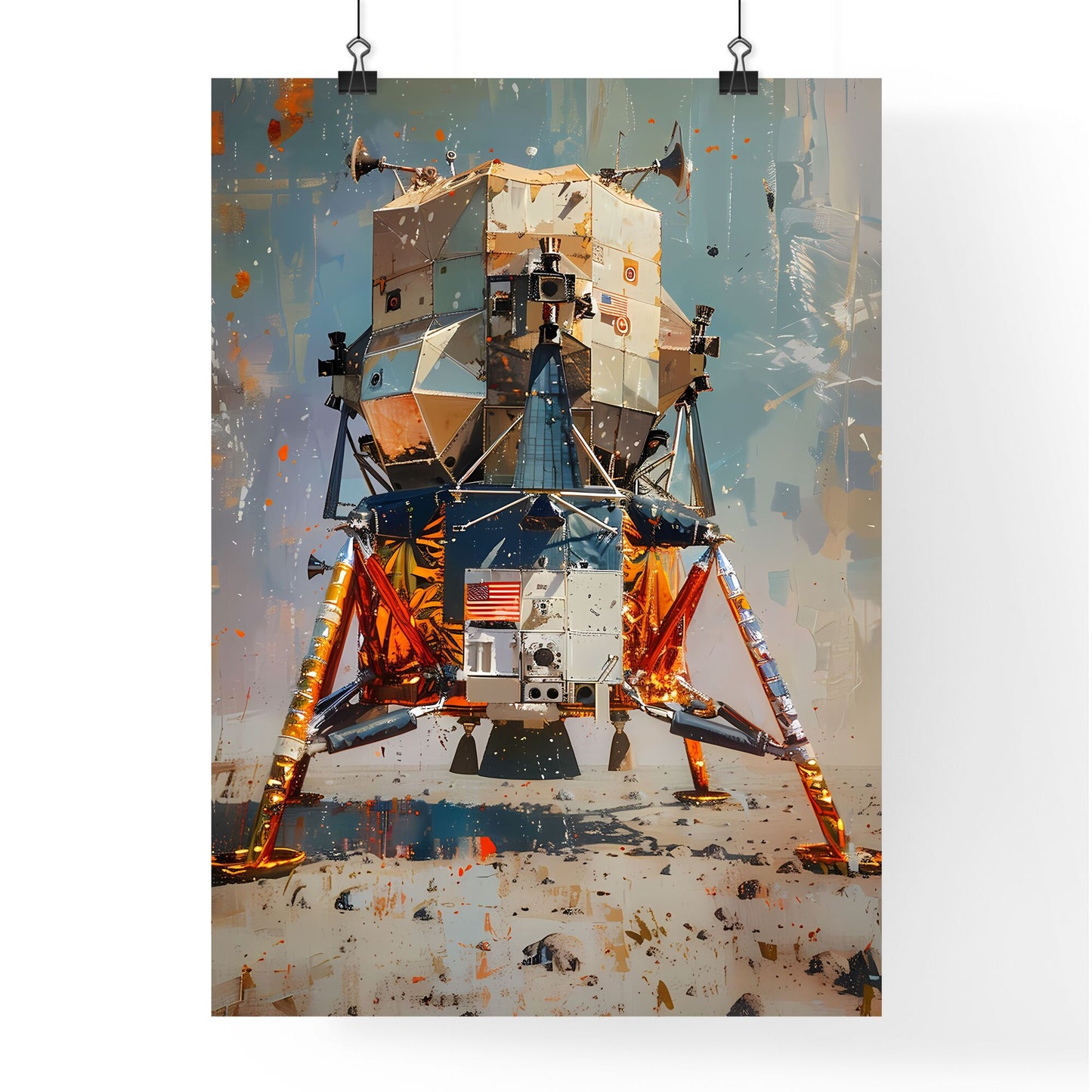 Impressionist Painting of Apollo Lunar Module Liftoff at Dawn on the Moon in 1969 Default Title