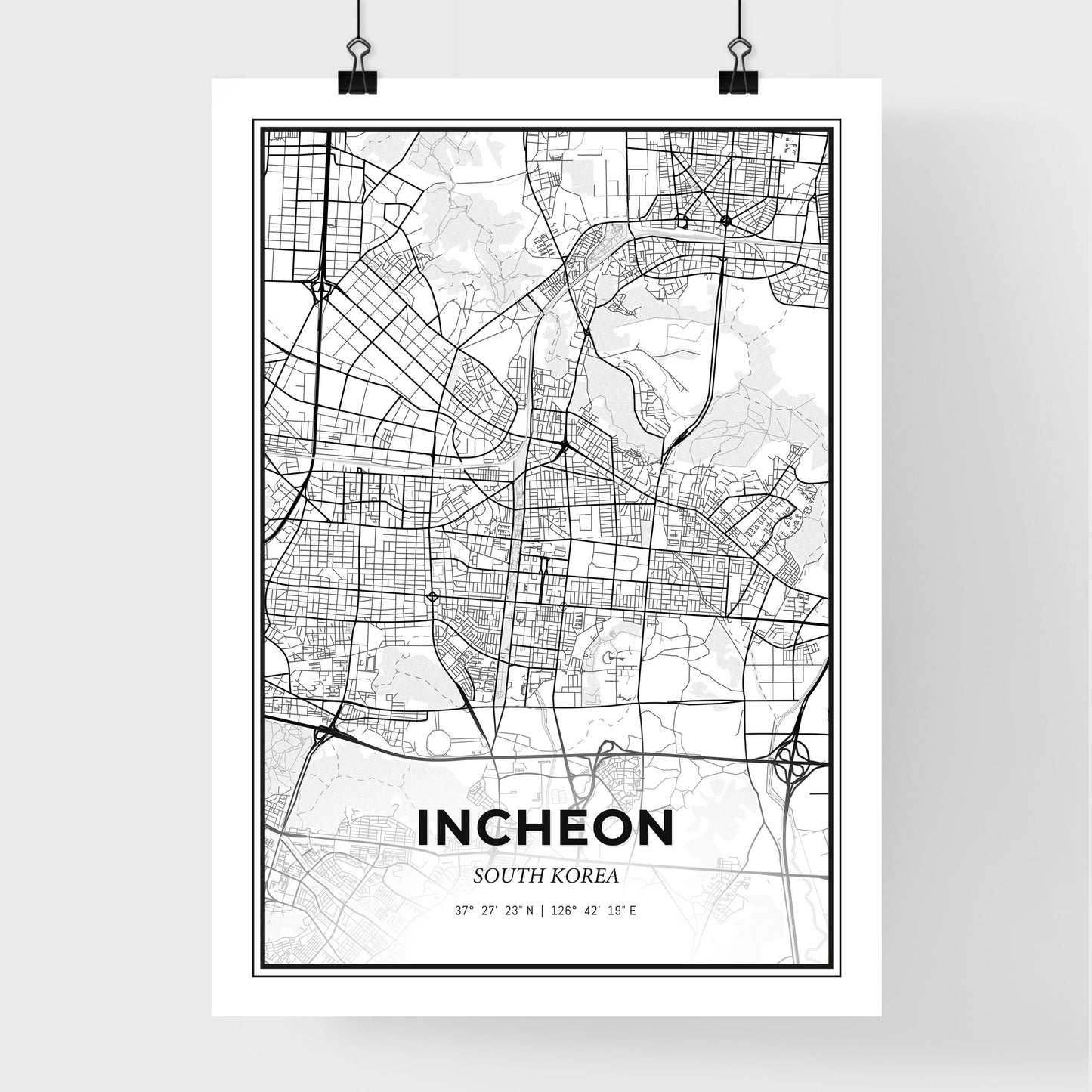 Incheon South Korea - Premium City Map Poster