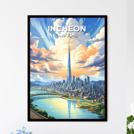 Vibrant Painting of Incheon Skyline with Bridge and Architecture Default Title