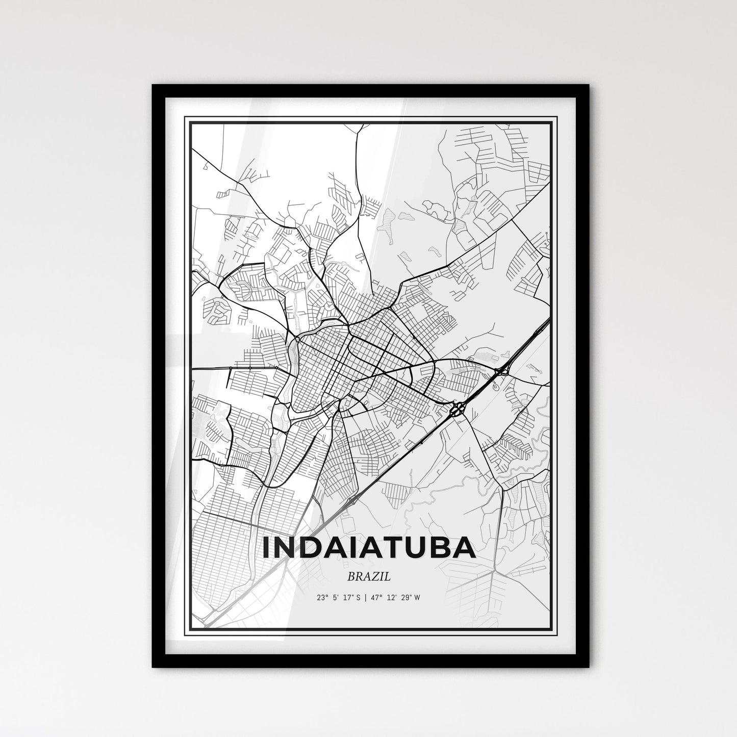 Indaiatuba Brazil - Scandinavian Style City Map for Modern Home Decor