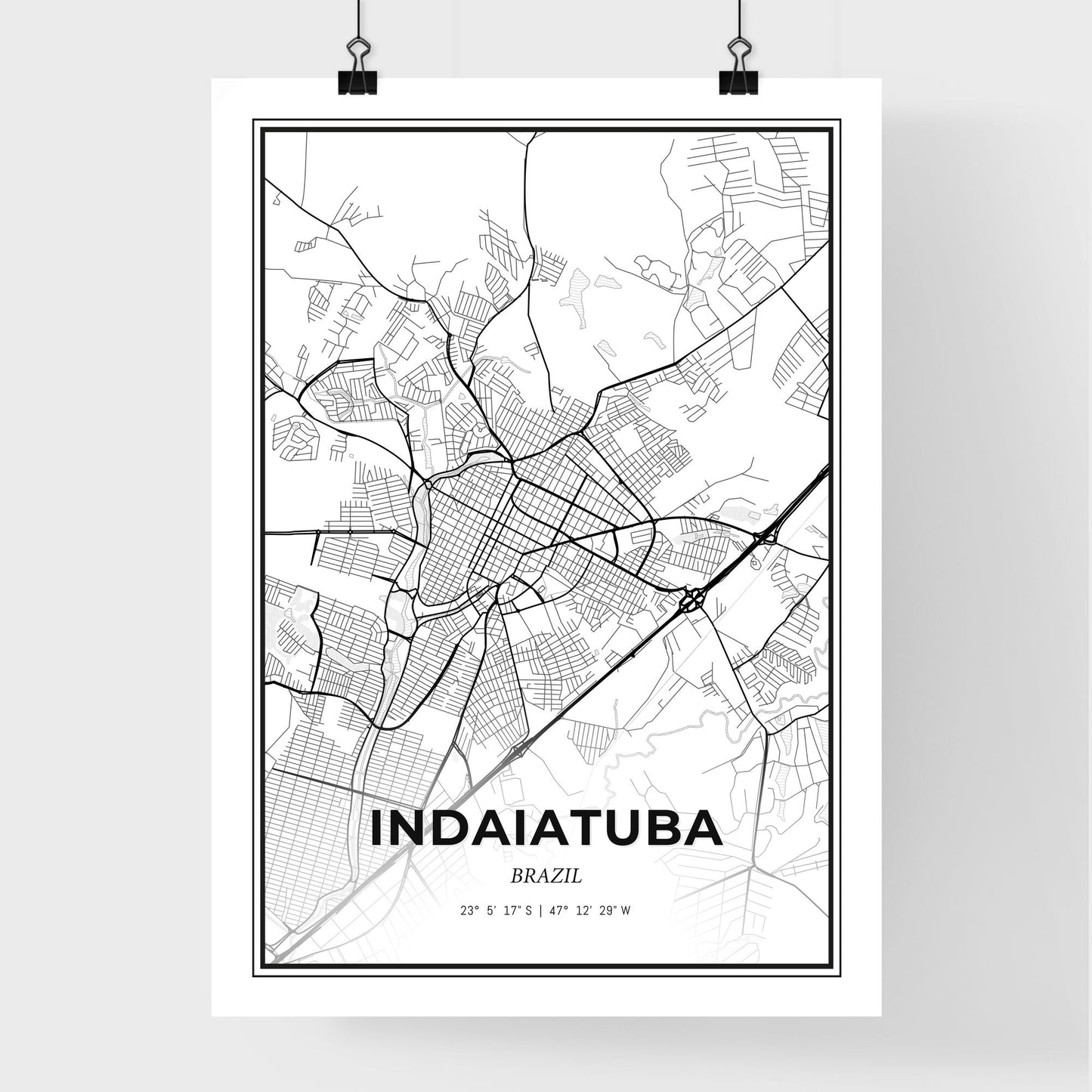 Indaiatuba Brazil - Premium City Map Poster