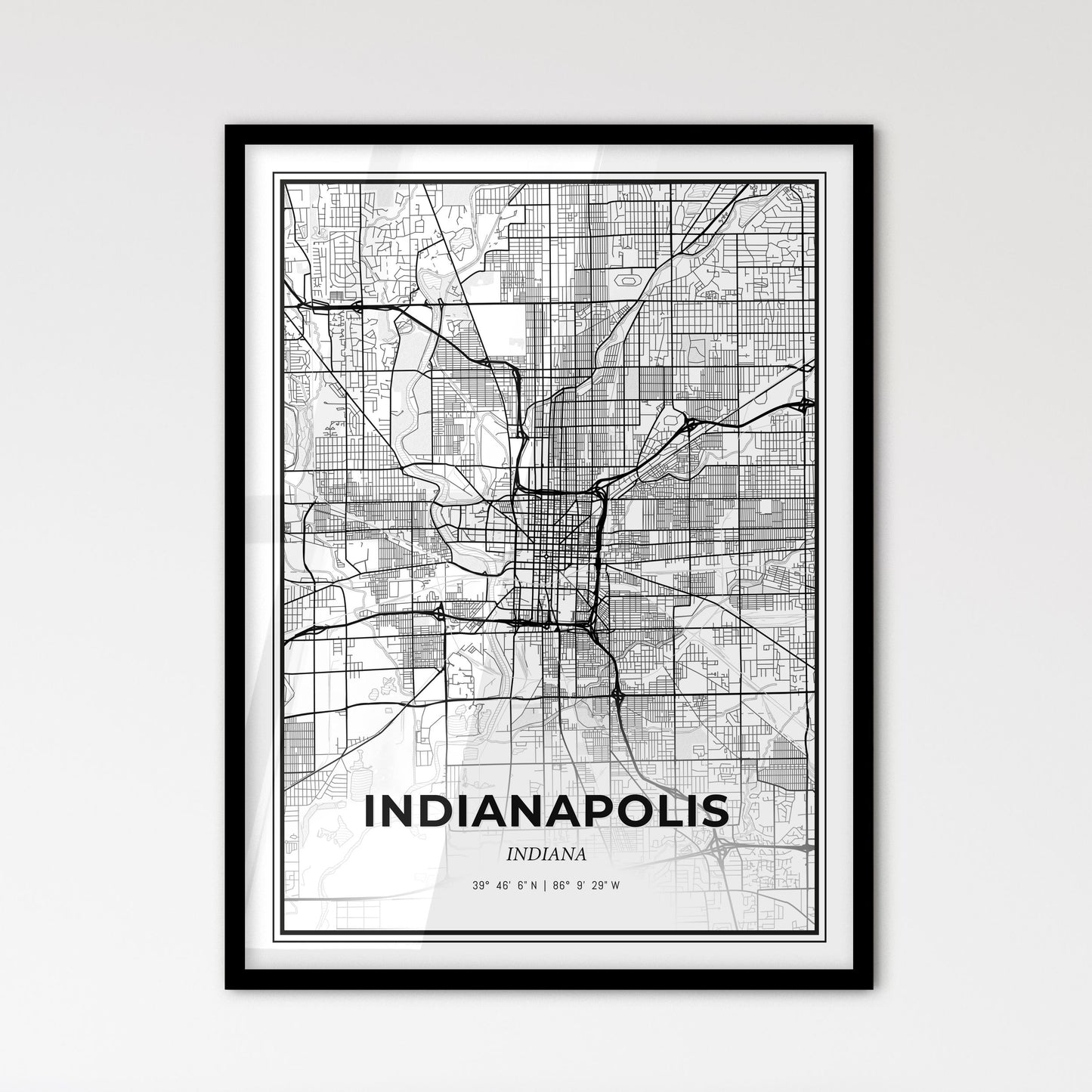 Indianapolis Indiana - Scandinavian Style City Map for Modern Home Decor