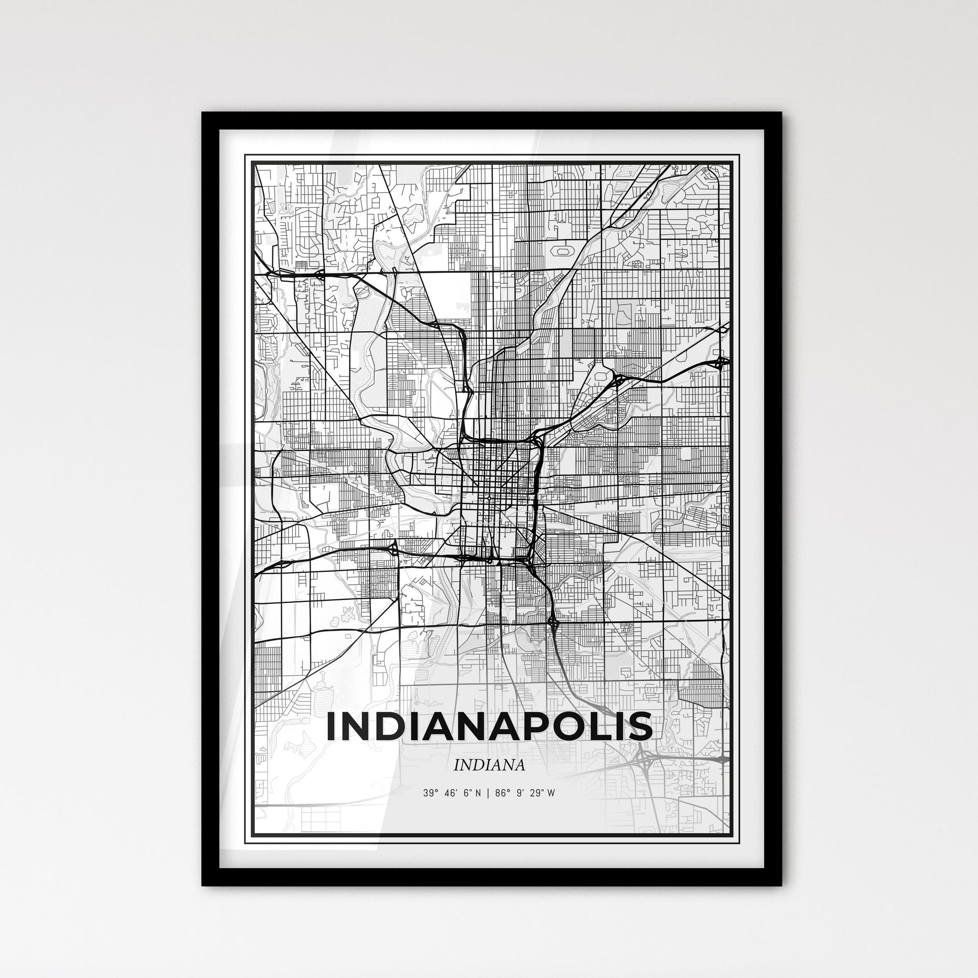 Indianapolis Indiana - Scandinavian Style City Map for Modern Home Decor