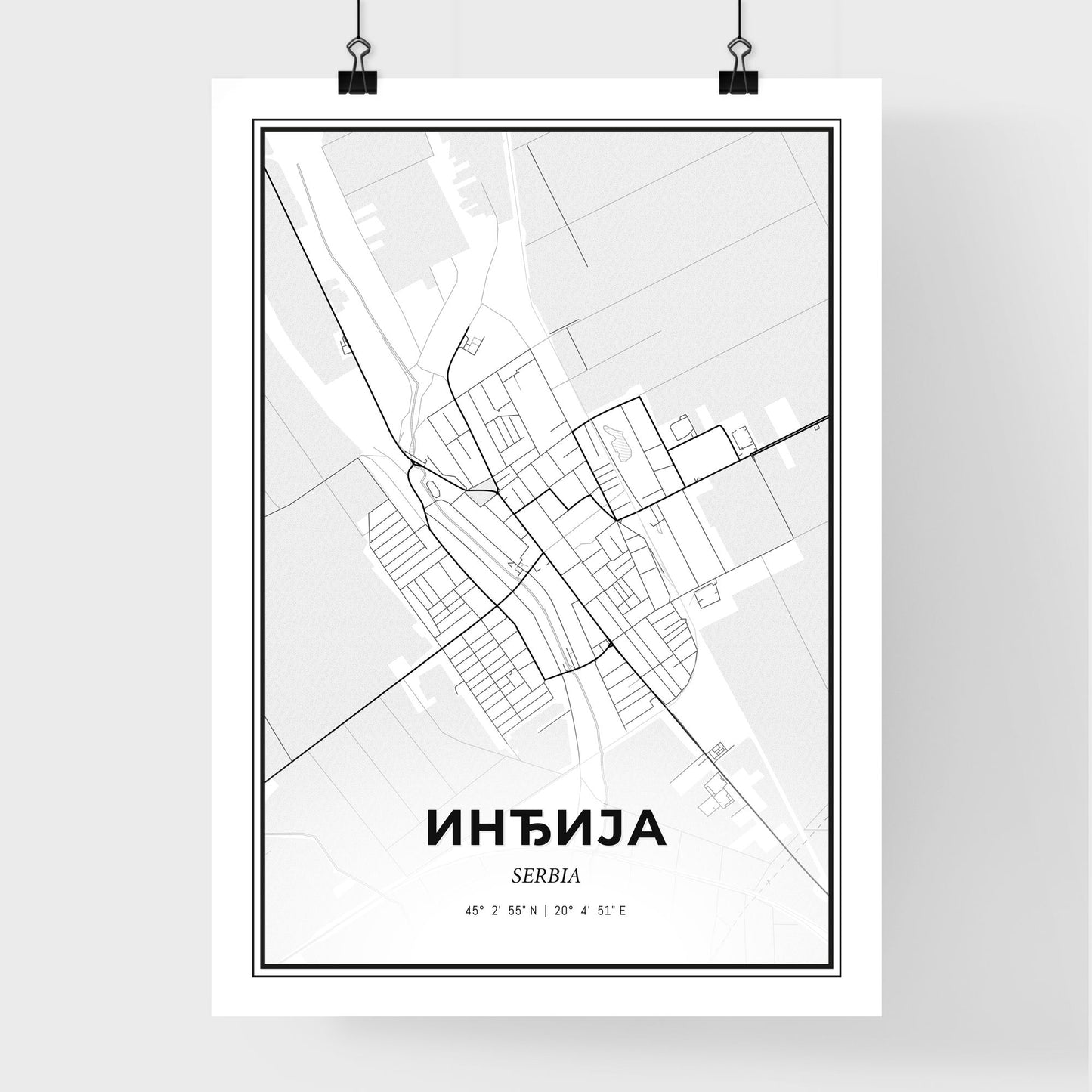 Inđija Serbia - Premium City Map Poster