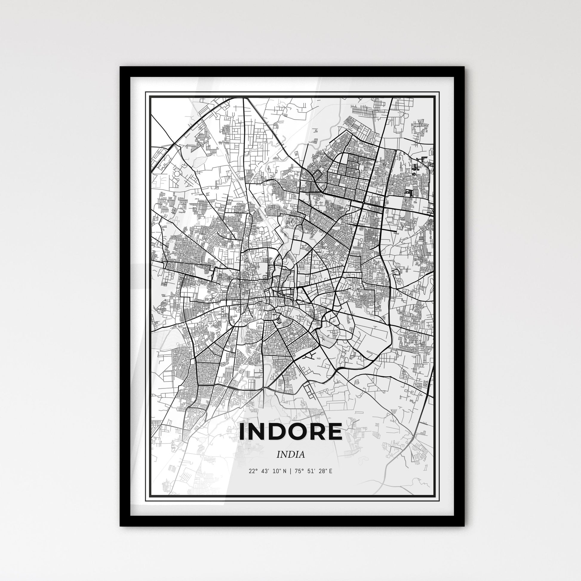 Indore India - Scandinavian Style City Map for Modern Home Decor