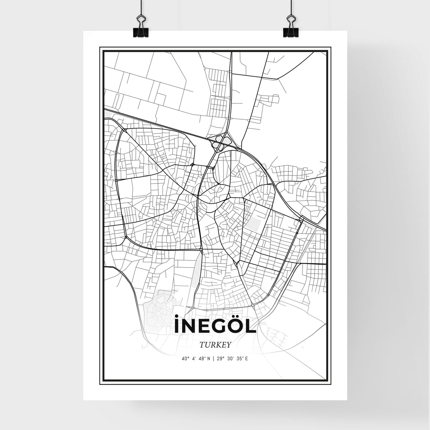 İnegöl Turkey - Premium City Map Poster