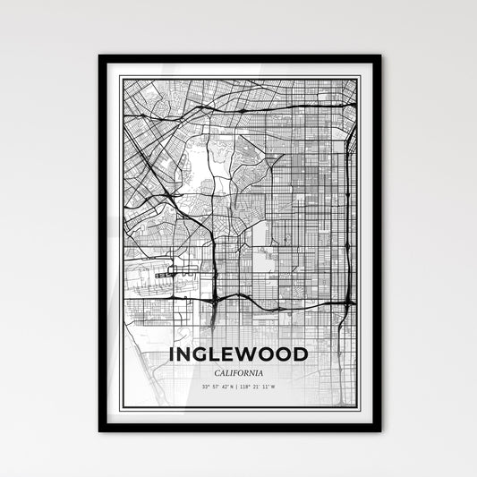 Inglewood California - Scandinavian Style City Map for Modern Home Decor