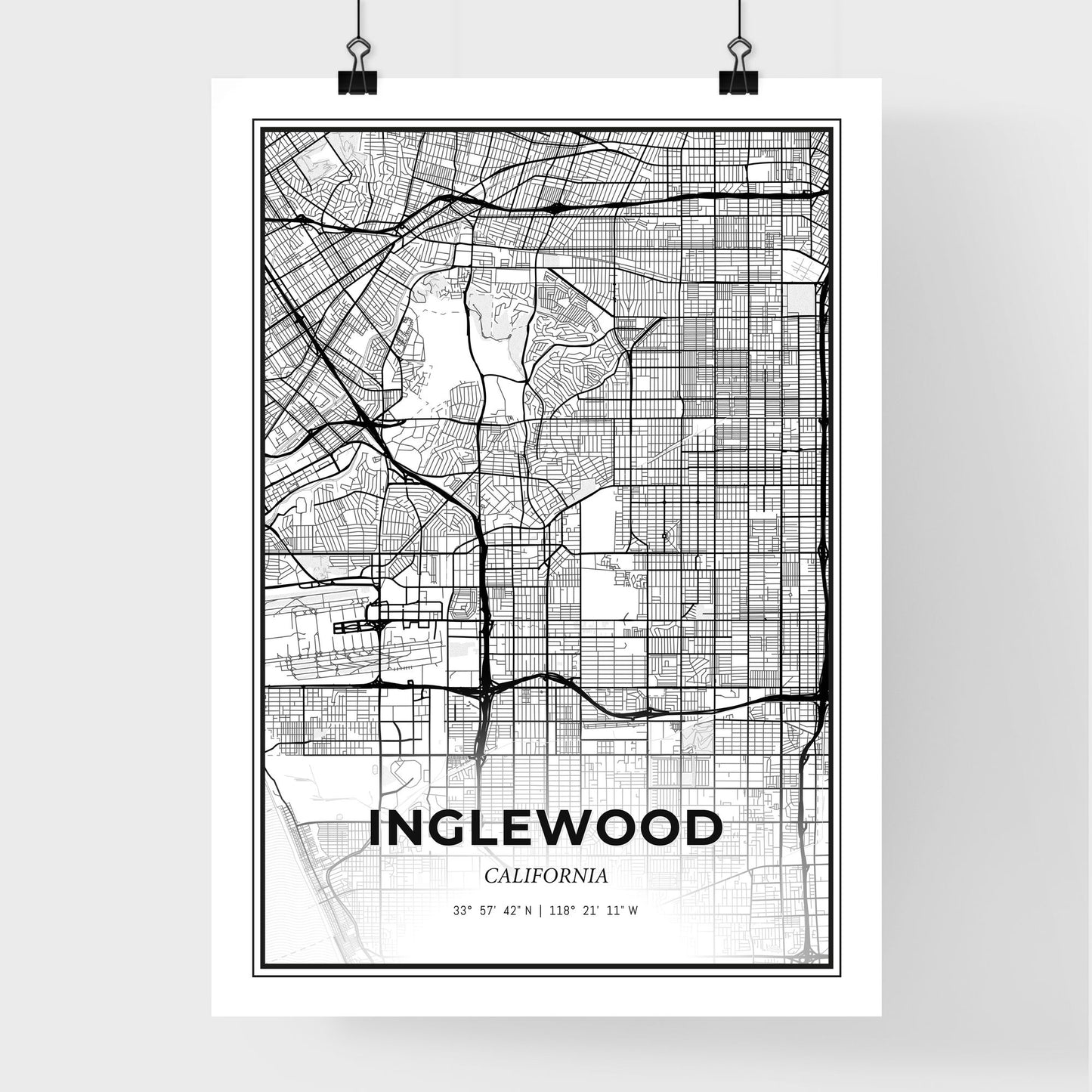 Inglewood California - Premium City Map Poster