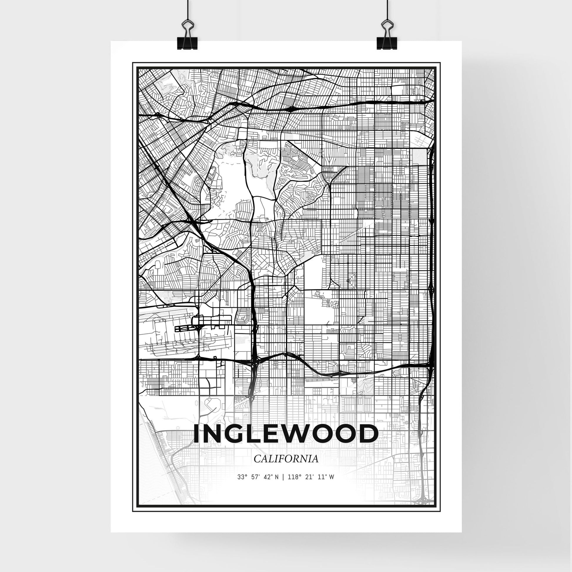 Inglewood California - Premium City Map Poster