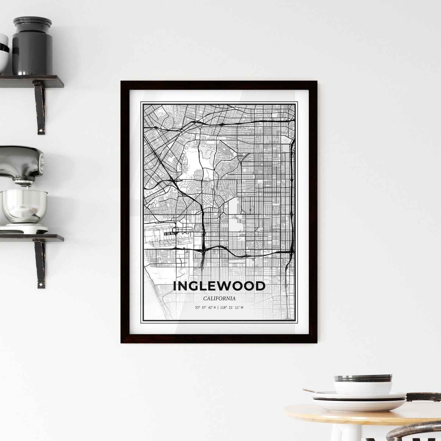 Inglewood California - Minimal City Map
