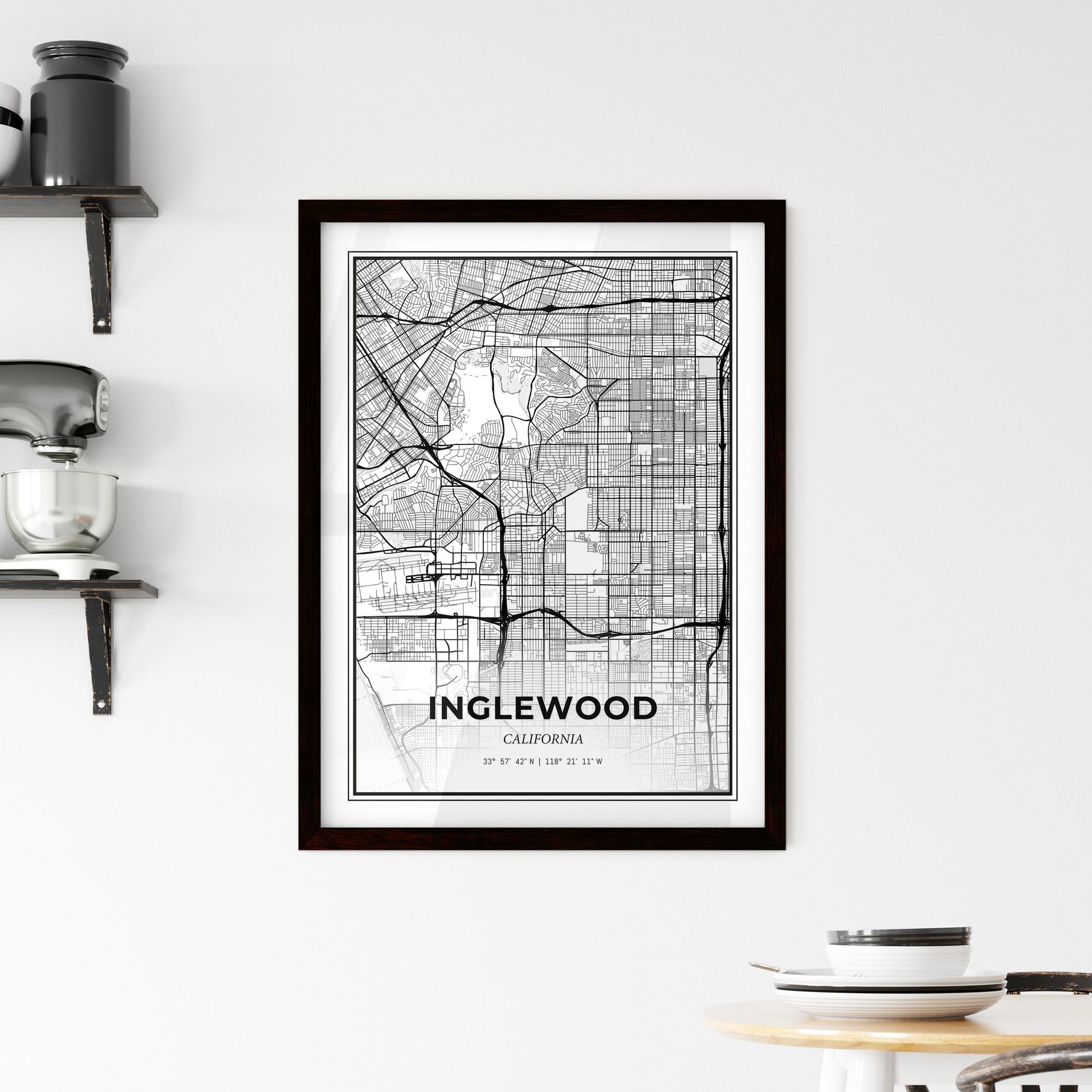 Inglewood California - Minimal City Map