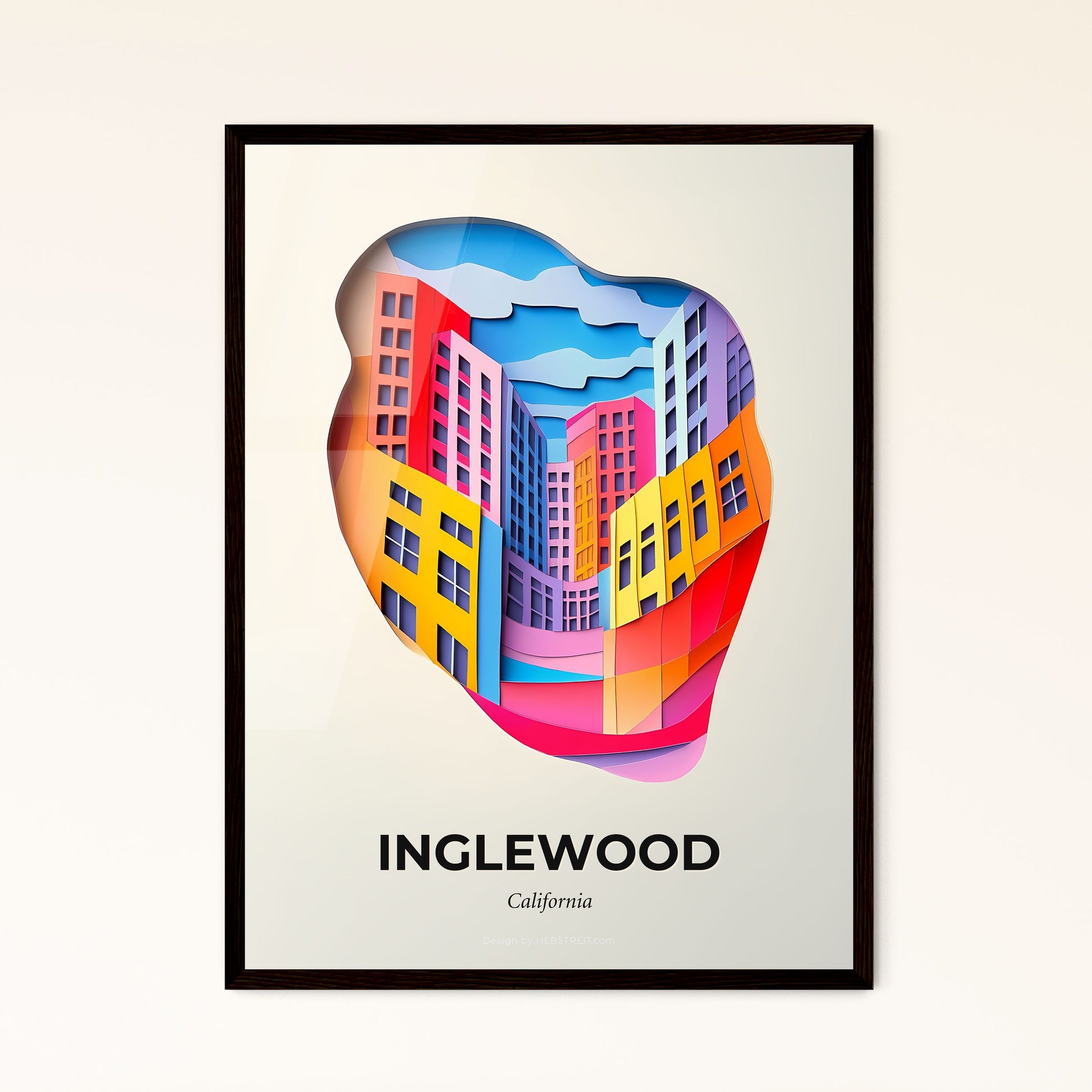 Vivid Inglewood, California - a paper cut of a city with buildings