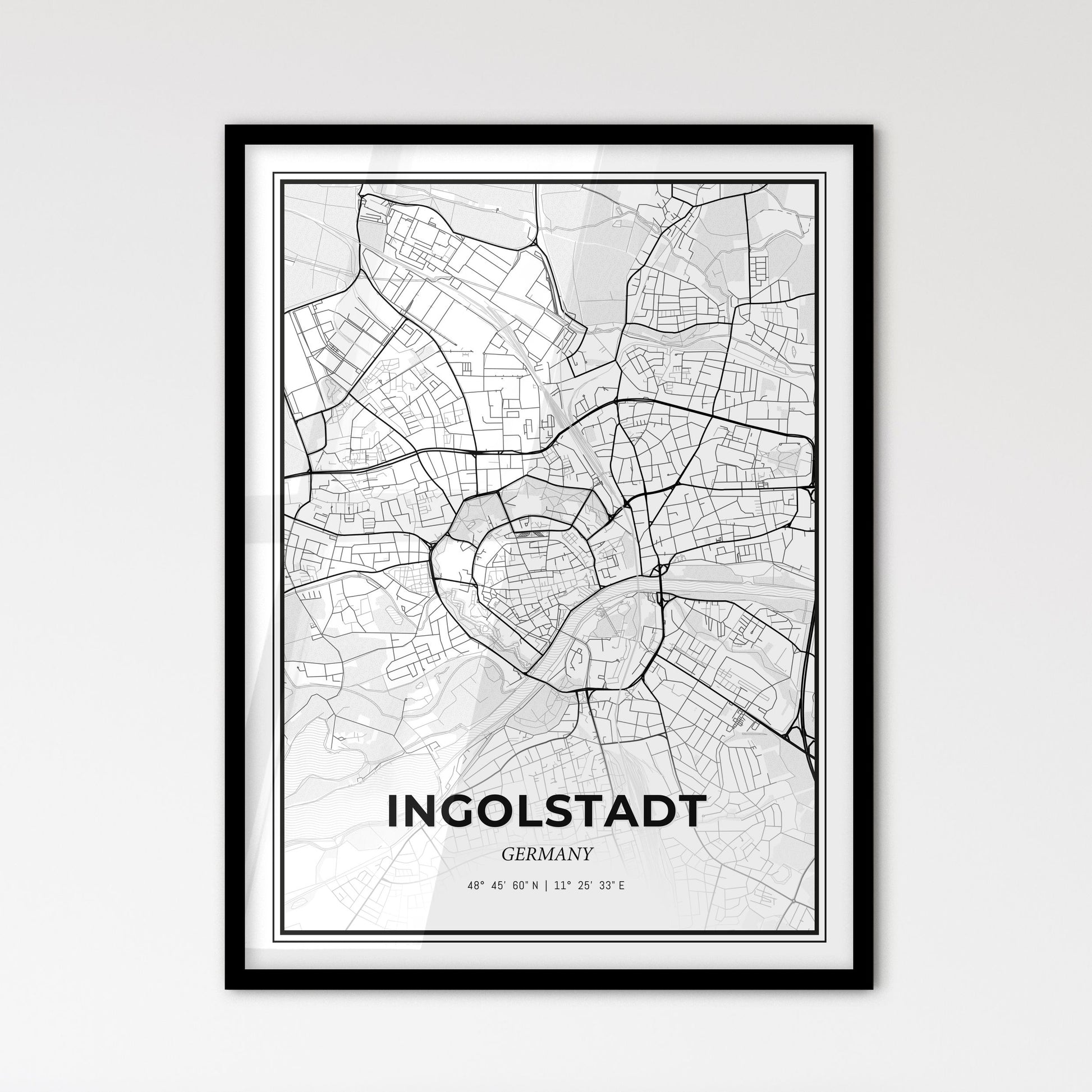 Ingolstadt Germany - Scandinavian Style City Map for Modern Home Decor