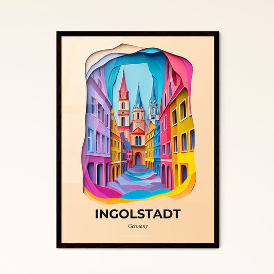 Vivid Ingolstadt, Germany - a colorful city street with a church in the background