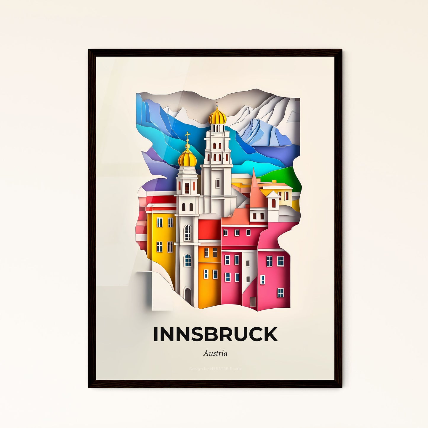 Vivid Innsbruck, Austria - a paper cut of a city with a mountain in the background