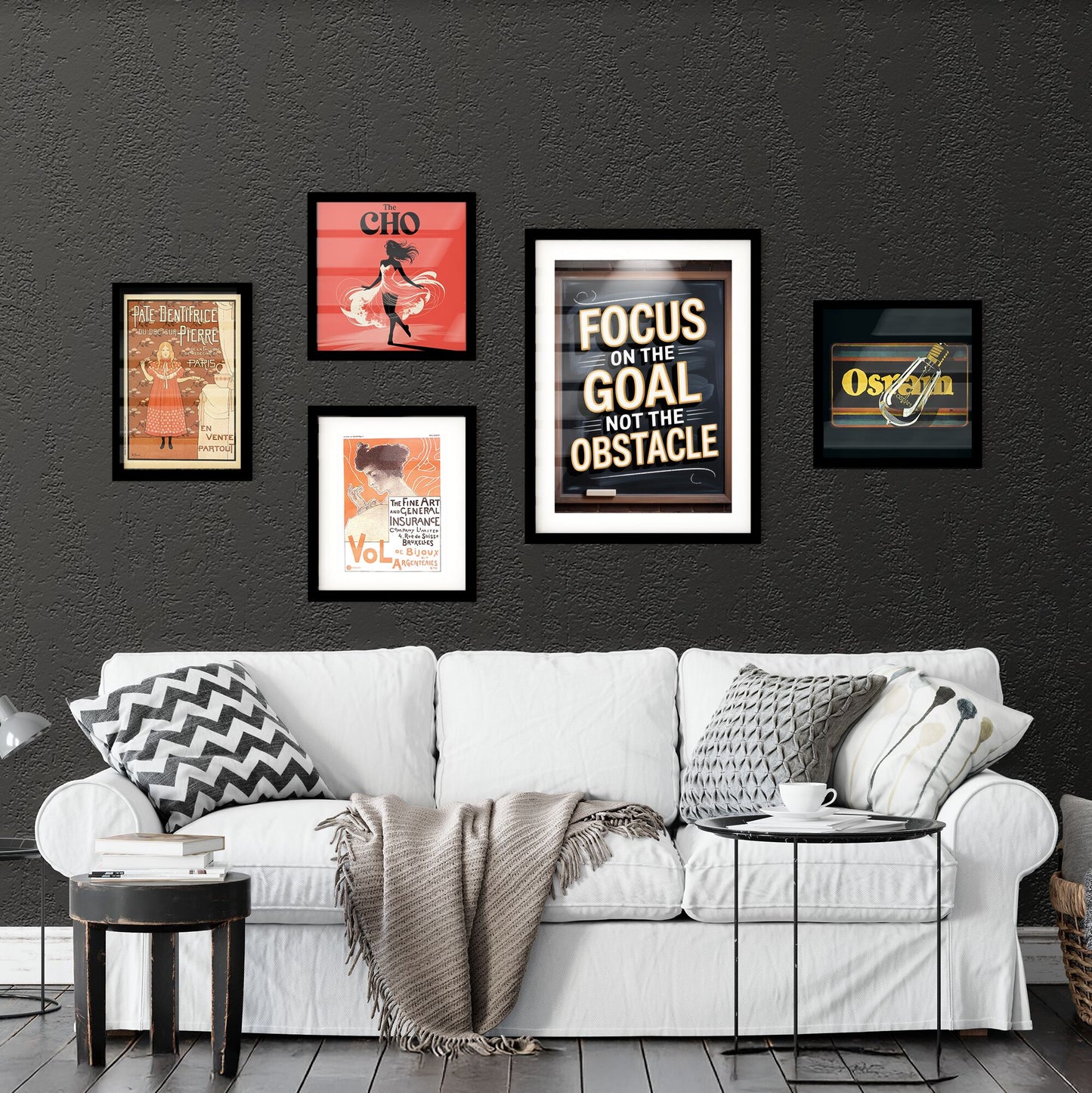 Inspirational Chalkboard Quote: Focus on the Goal, Not the Obstacle - Motivational Wall Art for Success. Collection