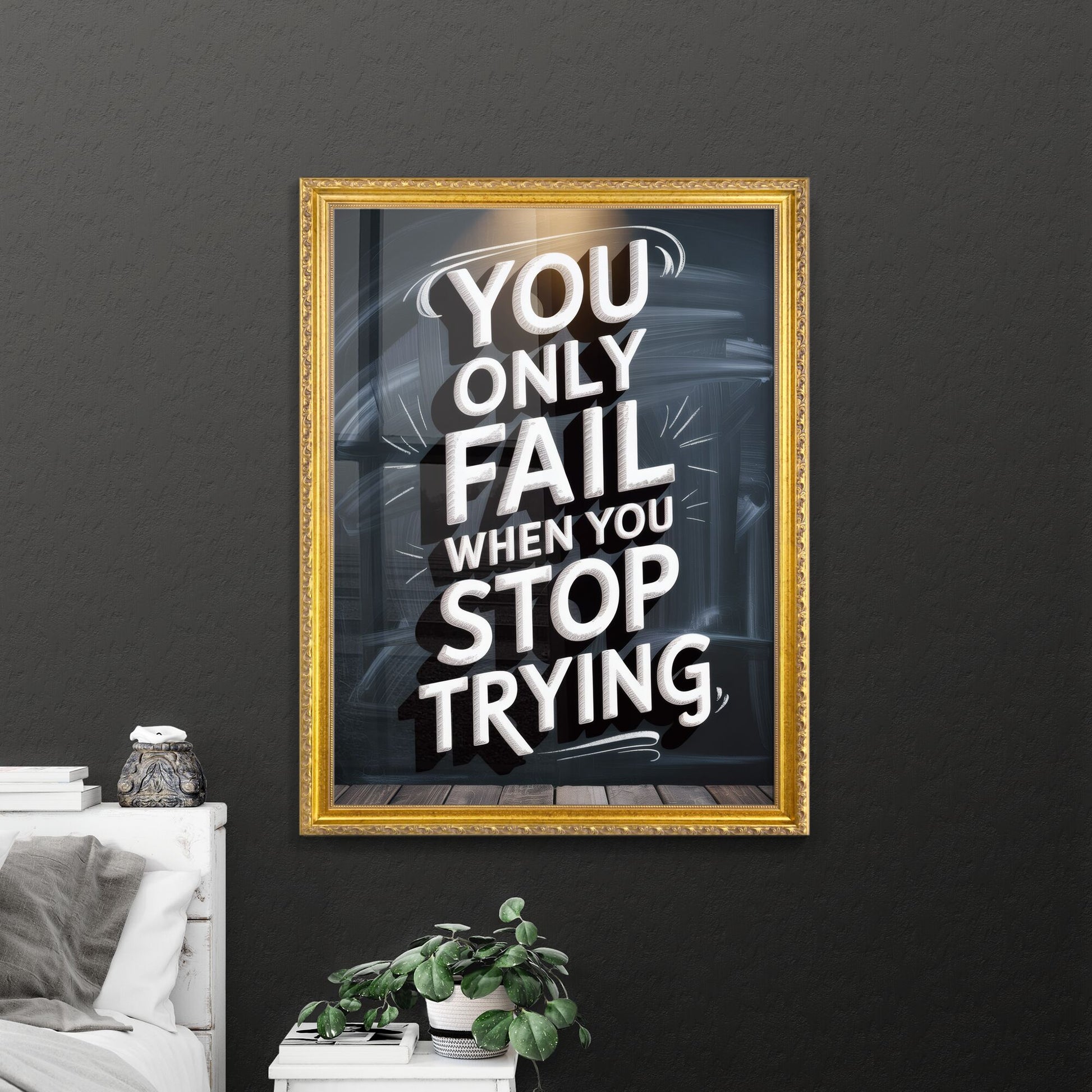 Inspirational Chalkboard Quote: Perseverance and Motivation for Success.