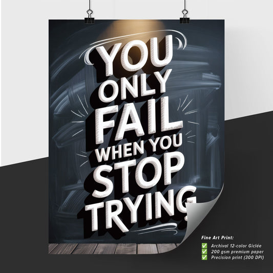 Inspirational Chalkboard Quote: Perseverance and Motivation for Success.